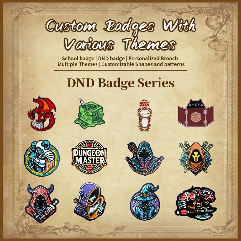 Customize D&D badges, including customizable shapes and designs, and colorful D&D character symbols and emblems | Bear Dice