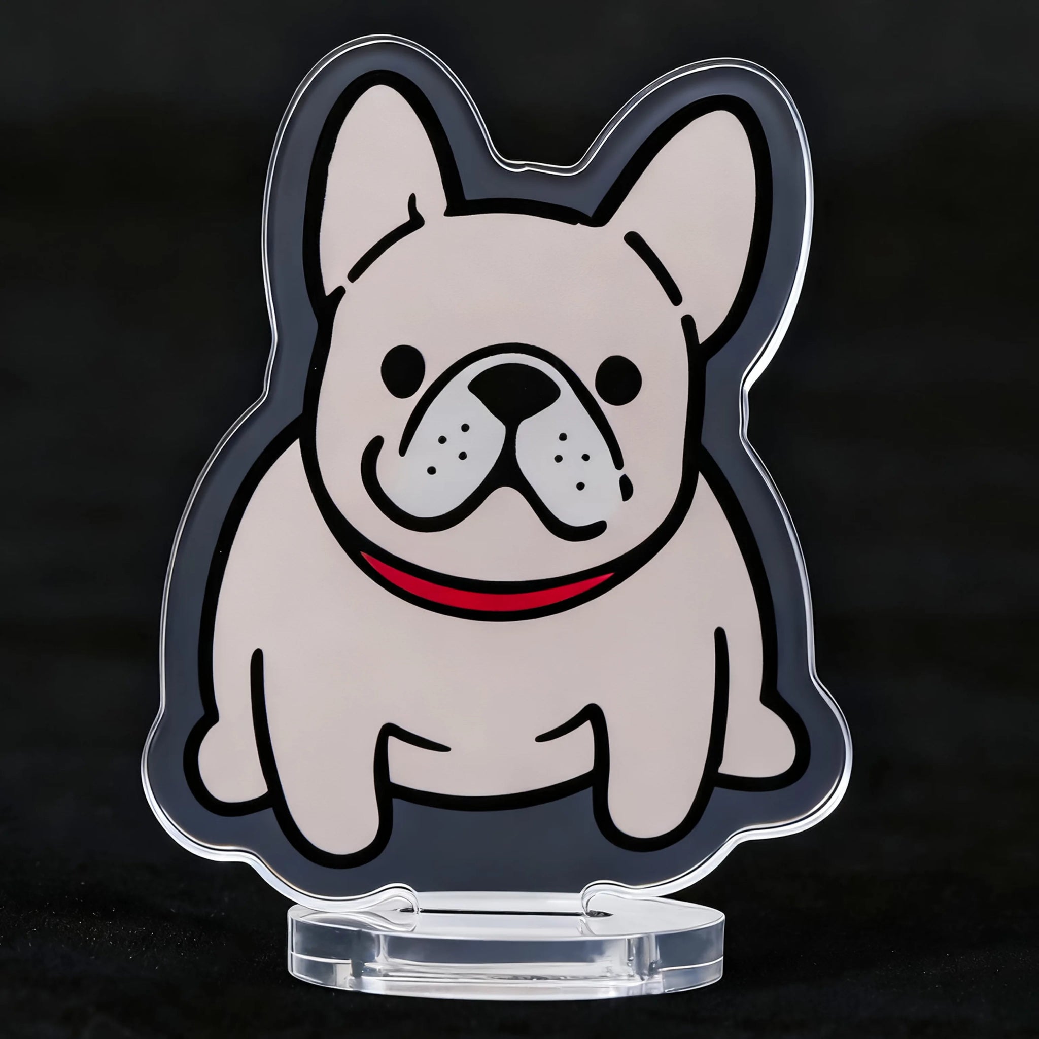 Cute Bulldog Acrylic Standee with Transparent Round Base | Bear Dice