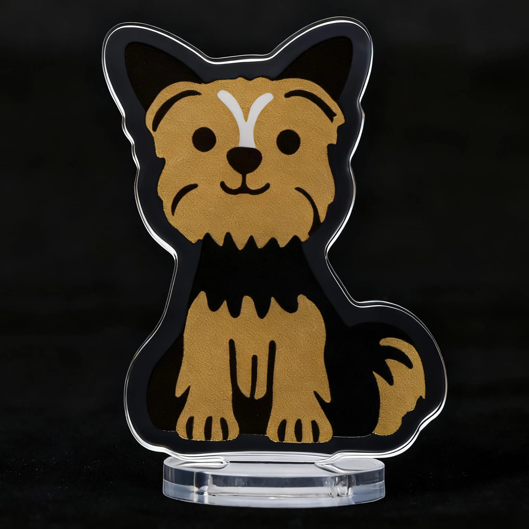 Cute Yorkshire acrylic standee with transparent round base | Bear dice