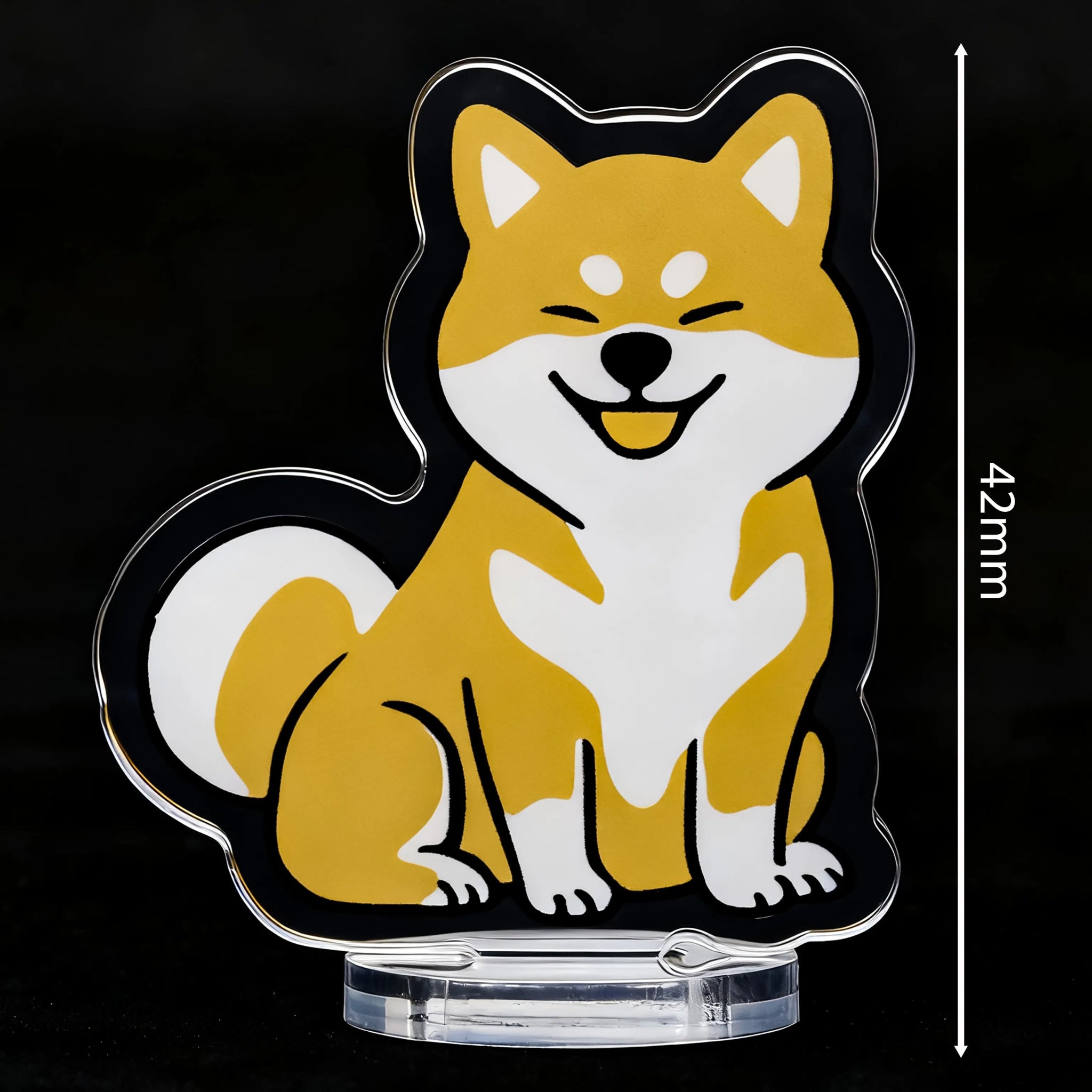 Cute dog acrylic standee with transparent round base, 42mm tall | Bear dice