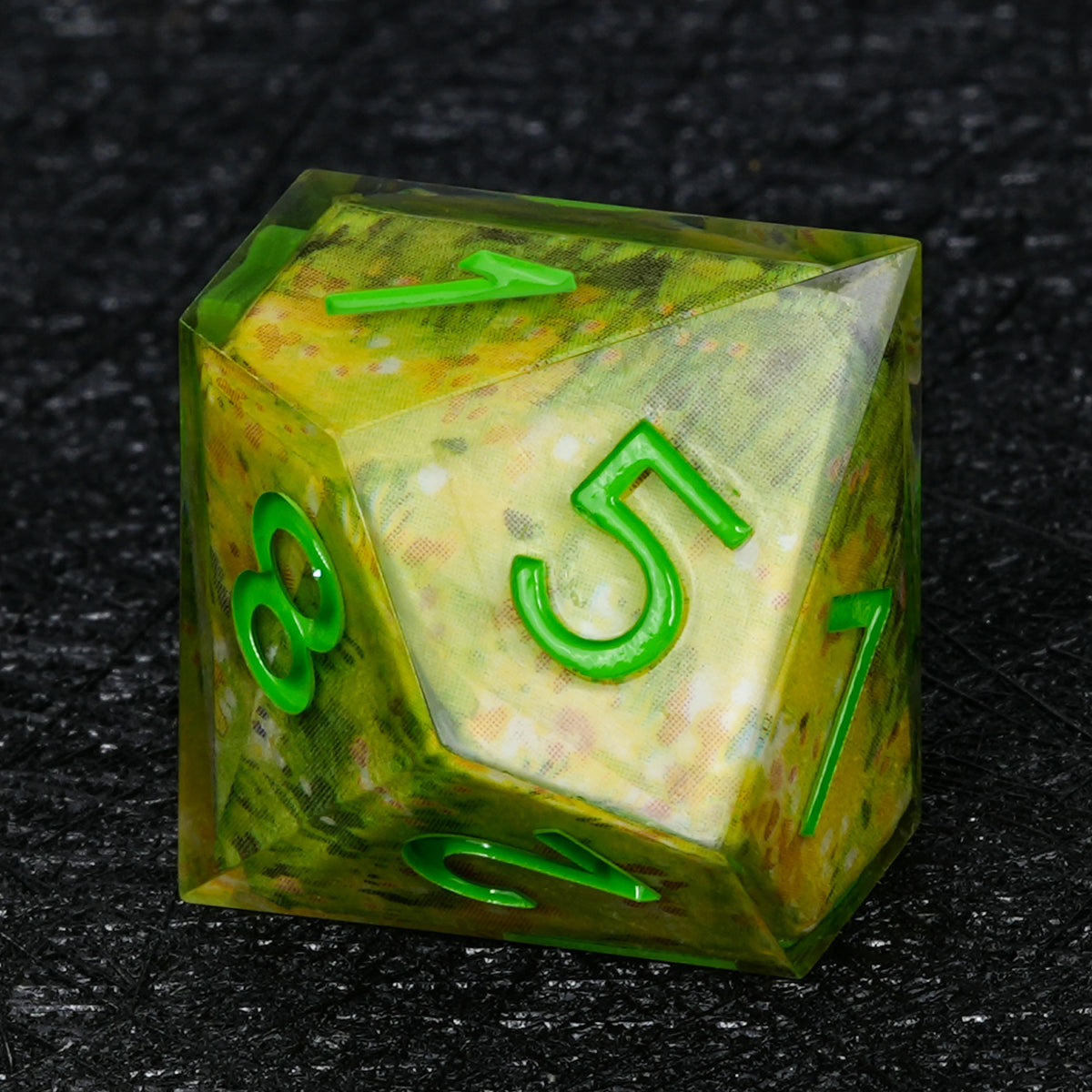 Garden Resin Dice Set with Green Numbers