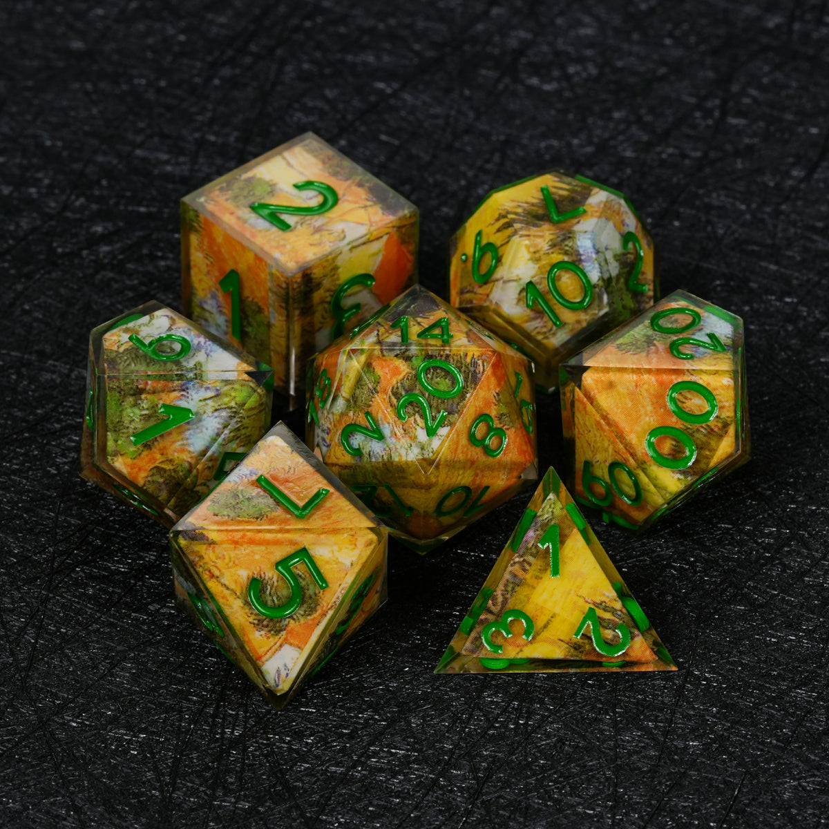 Custom Map-Landscape D&D Dice – Available with Engraved or Printed Text, Symbols, and Logos
