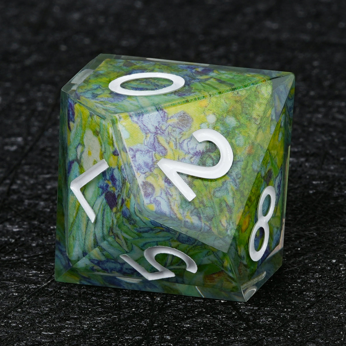 Floral Resin Dice Set Green Dice with White Numbers