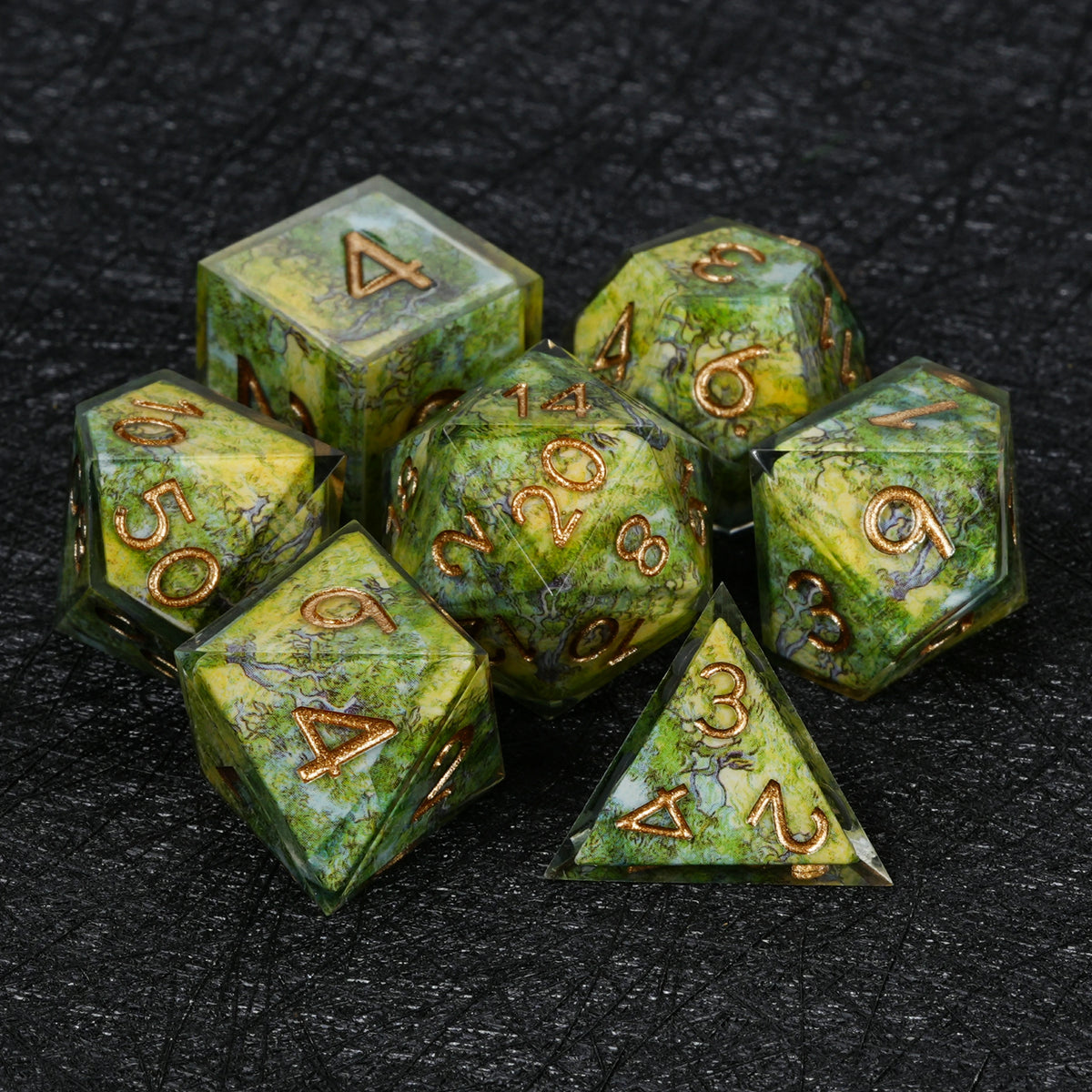 Custom Map-Landscape D&D Dice – Available with Engraved or Printed Text, Symbols, and Logos