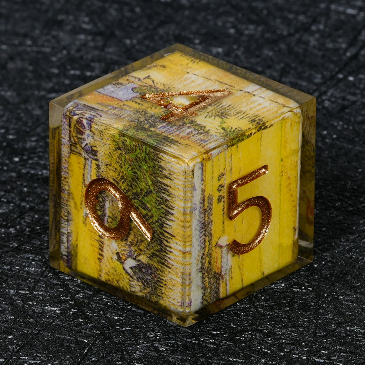 Custom Map-Landscape D&D Dice – Available with Engraved or Printed Text, Symbols, and Logos
