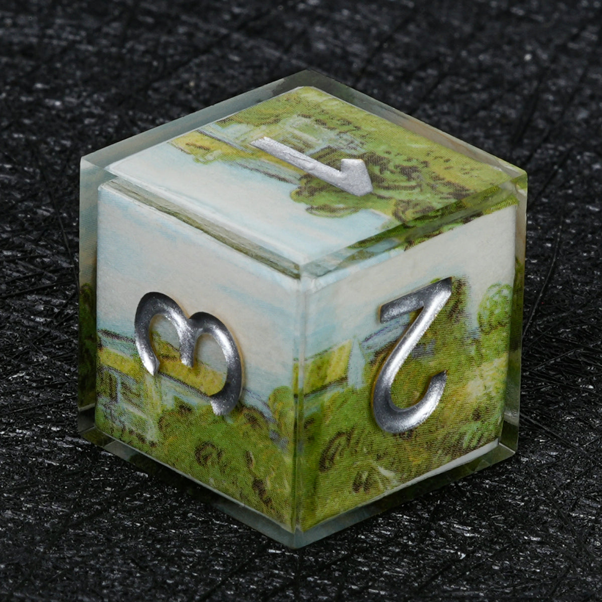 Landscape Resin Dice Set Silver Numbers