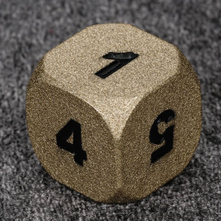 Dwarven Forge Antique Gold Metal D&D D6 Dice with Black Numerals | Bear Dice