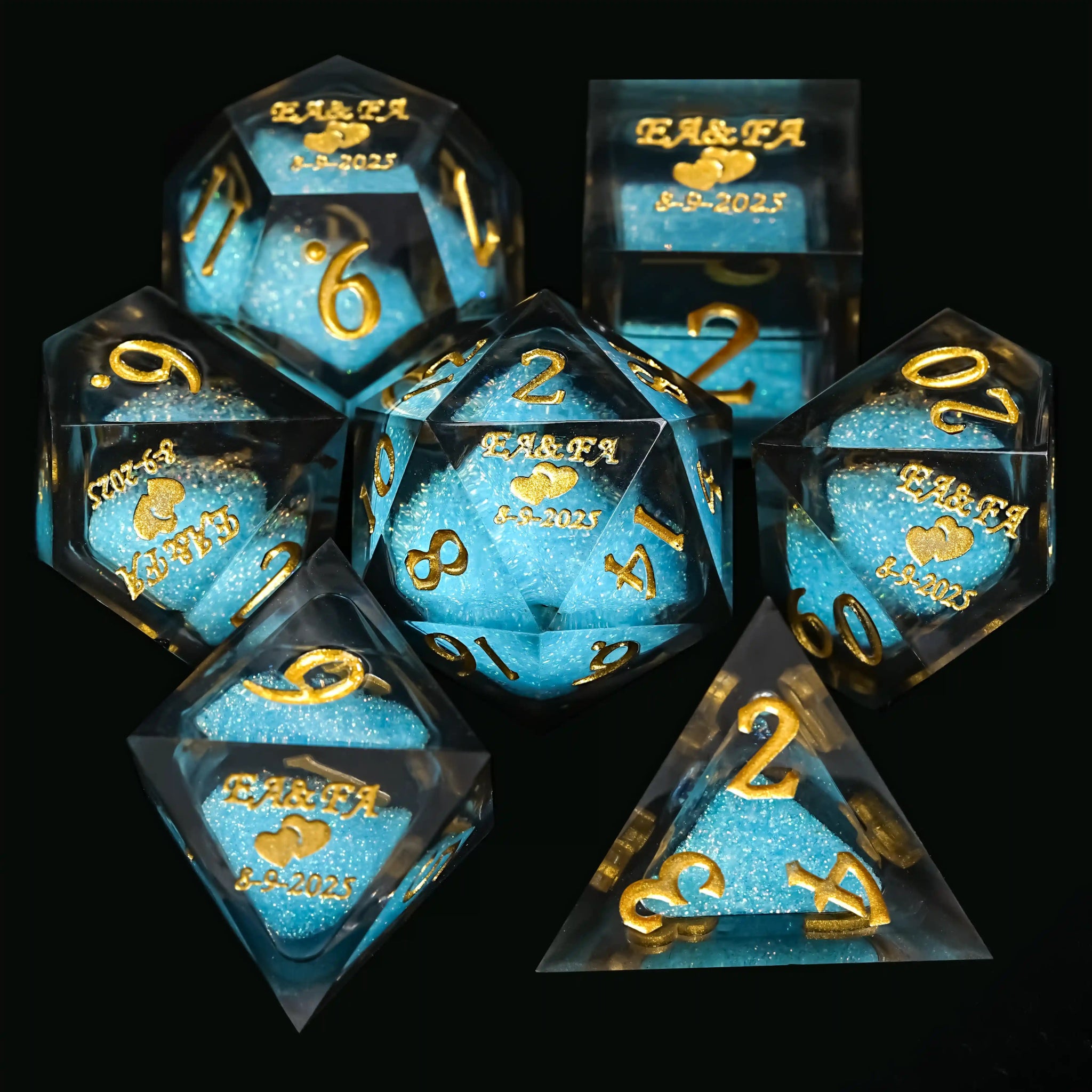 Customized wedding dice, engraved with personalized messages – a perfect wedding anniversary gift. | Bear Dice