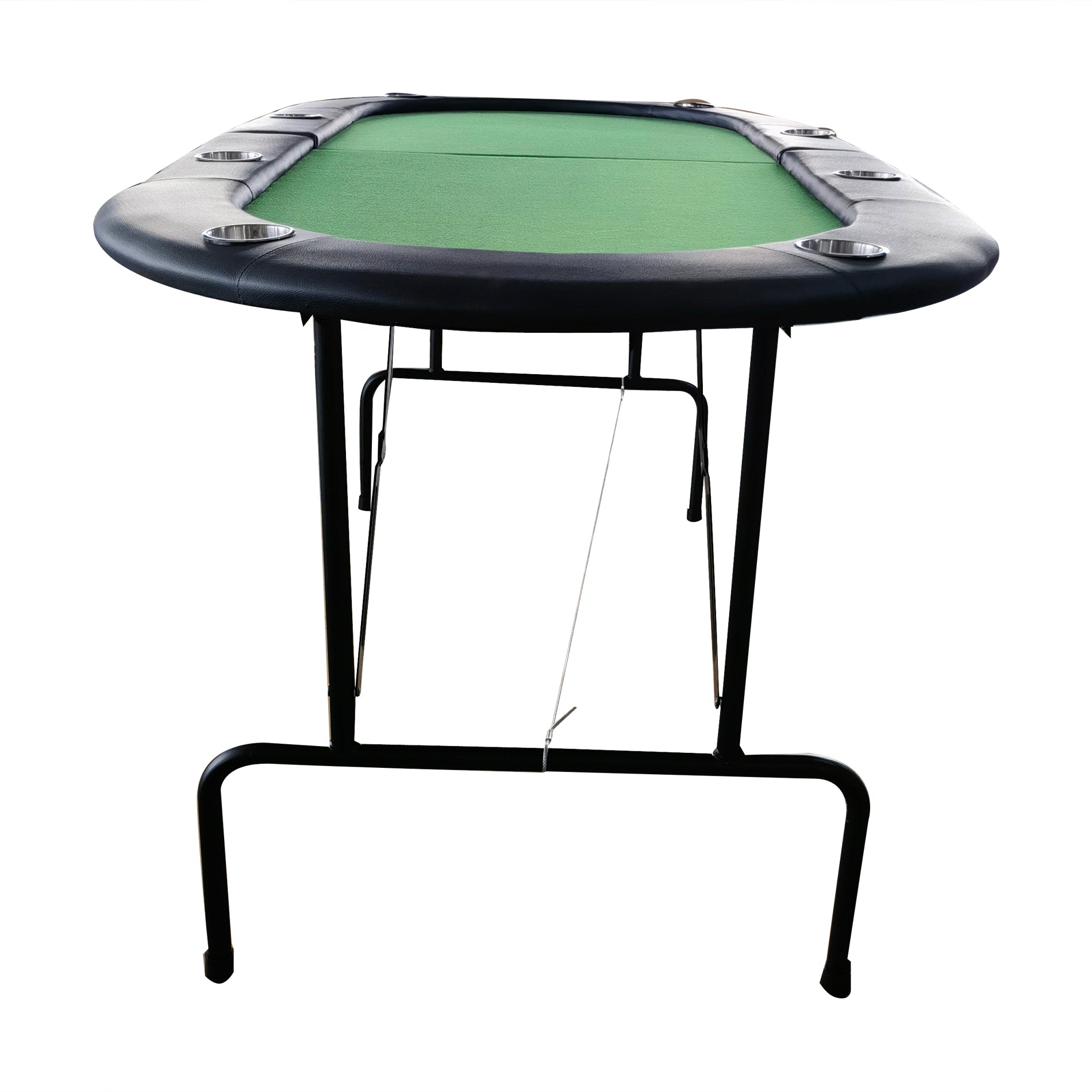 73-Inch Green Oval Foldable Poker Table with 8 Cup Holders | Bear Dice
