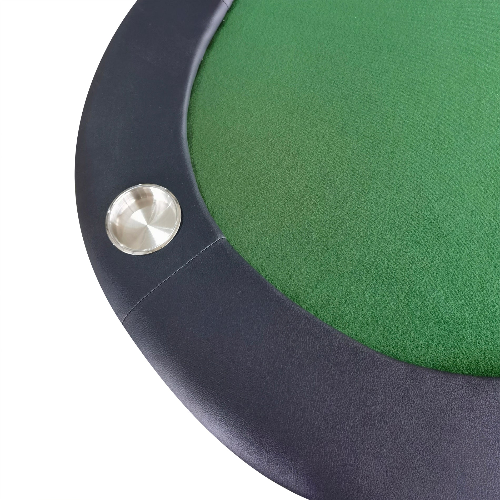 Green Oval Foldable Poker Table with 8 Stainless Steel Cup Holders and Black Rim | Bear Dice