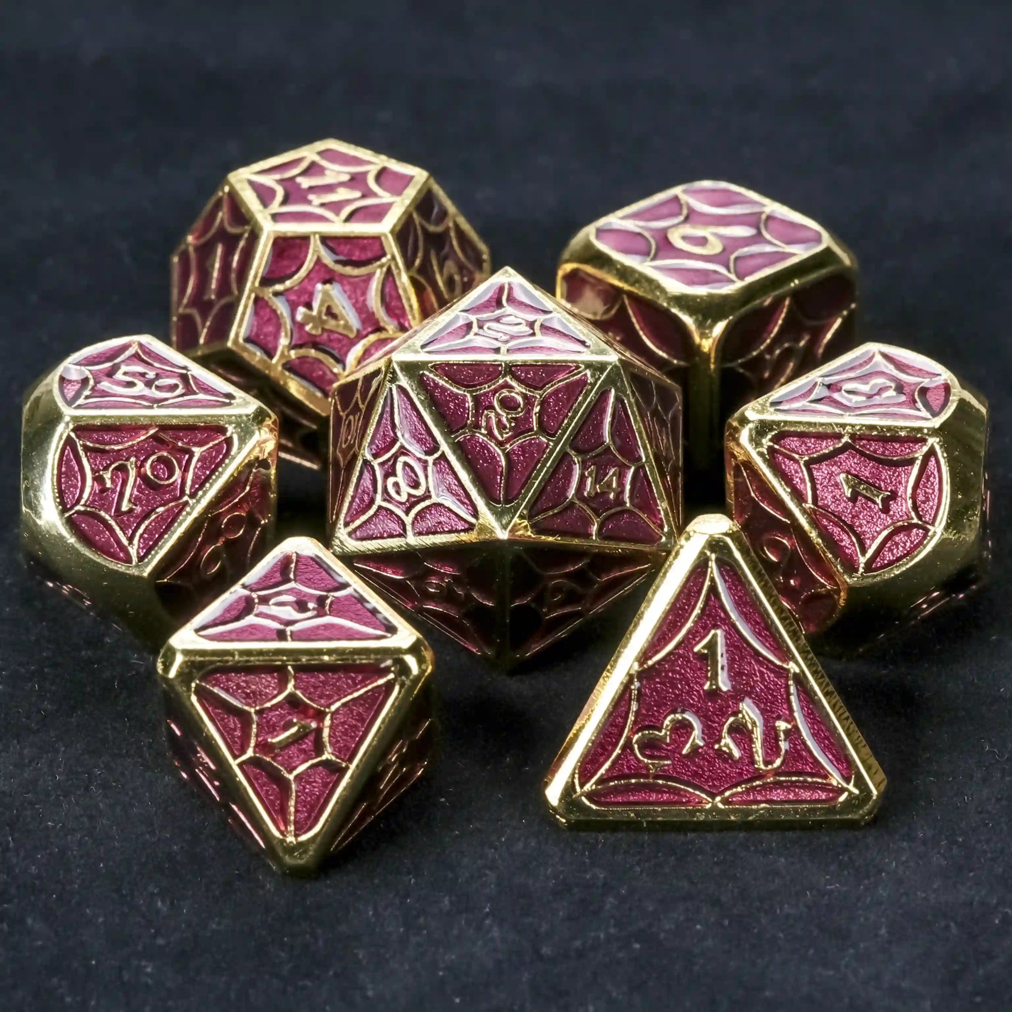 Imitation gold and purplish-red metallic DND Dice set from the StarCraft series | Bear Dice