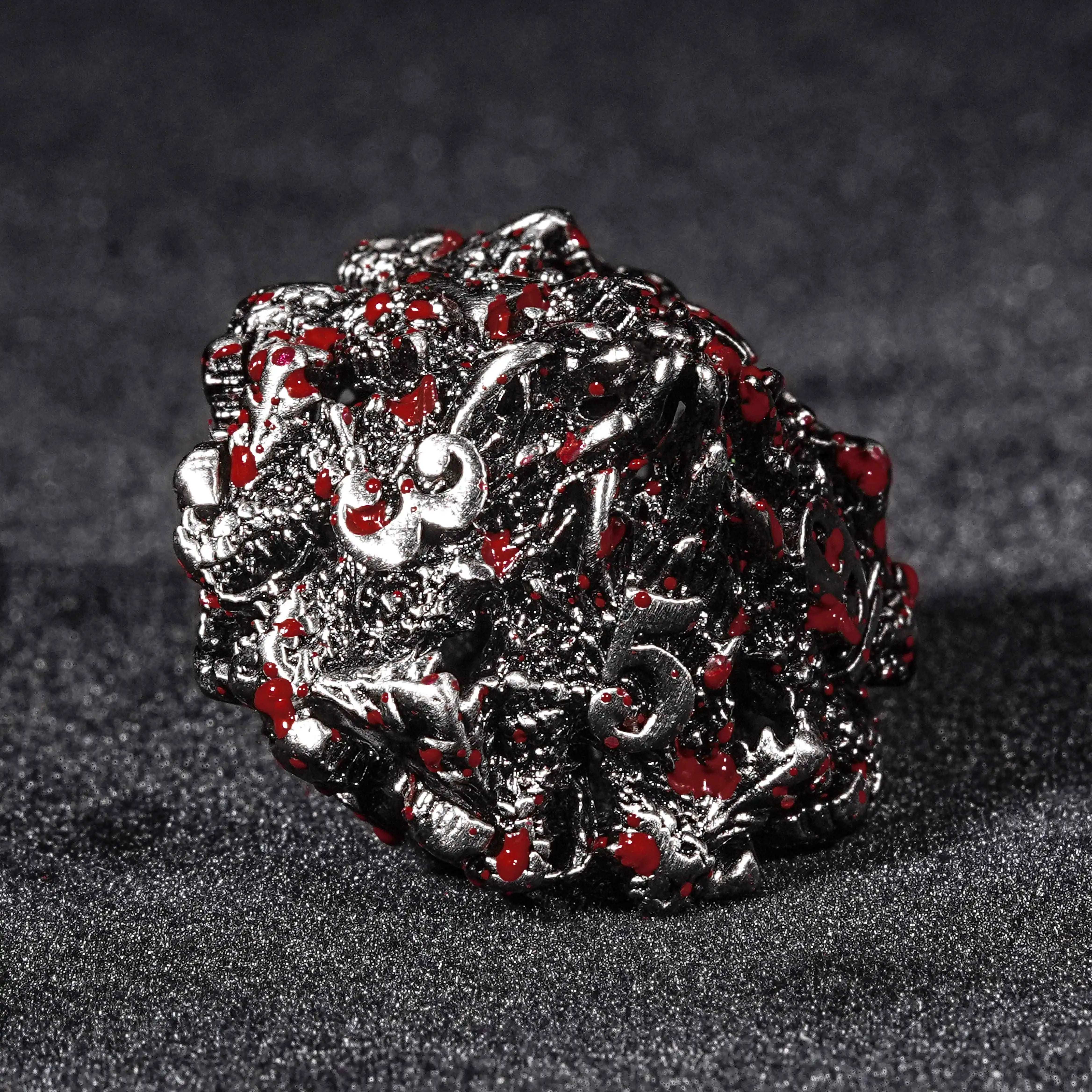 Dark Dragon - Bloodstained Skeleton Metal d10 Dice | Bear Dice