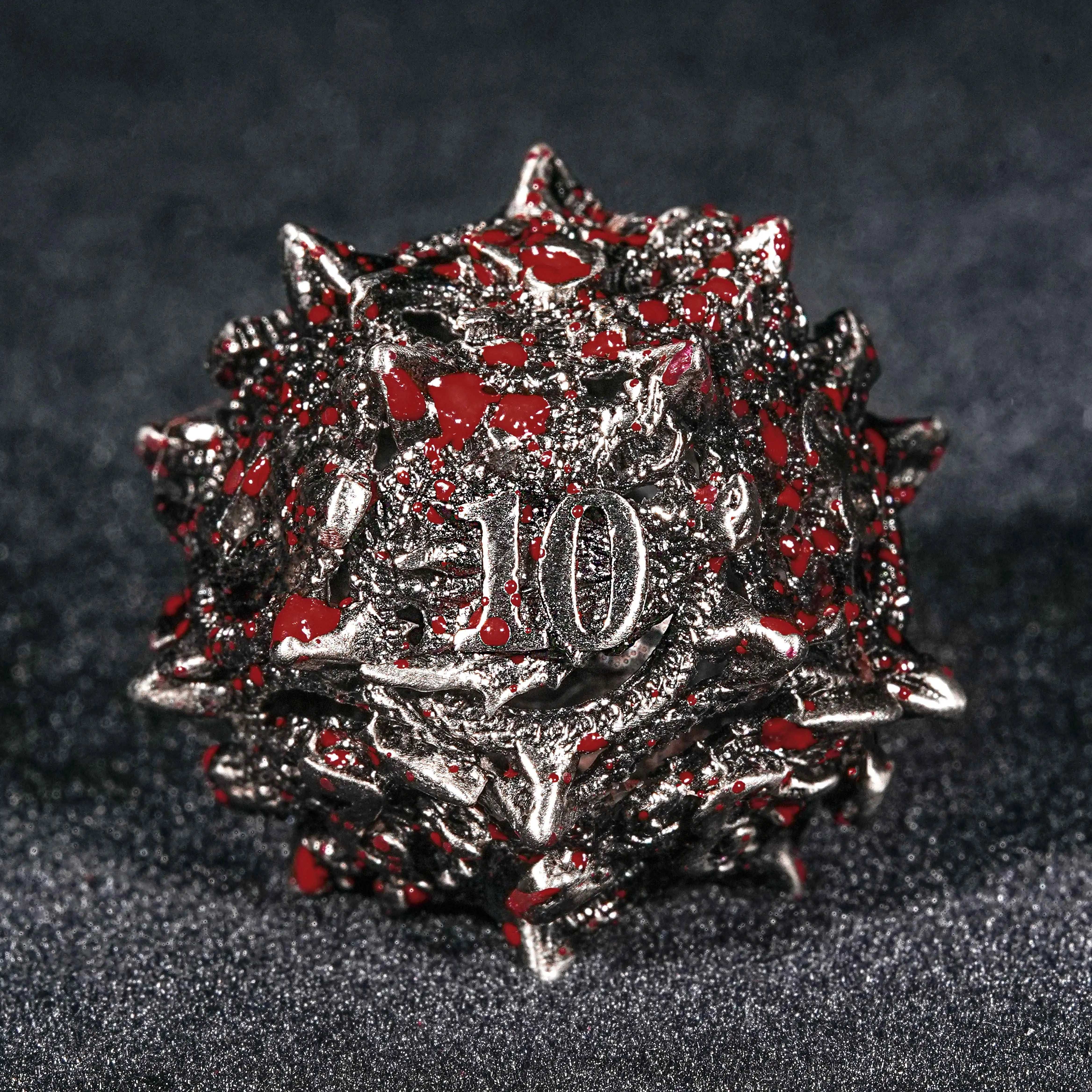 Dark Dragon - Bloodstained Skeleton Metal d12 Dice | Bear Dice