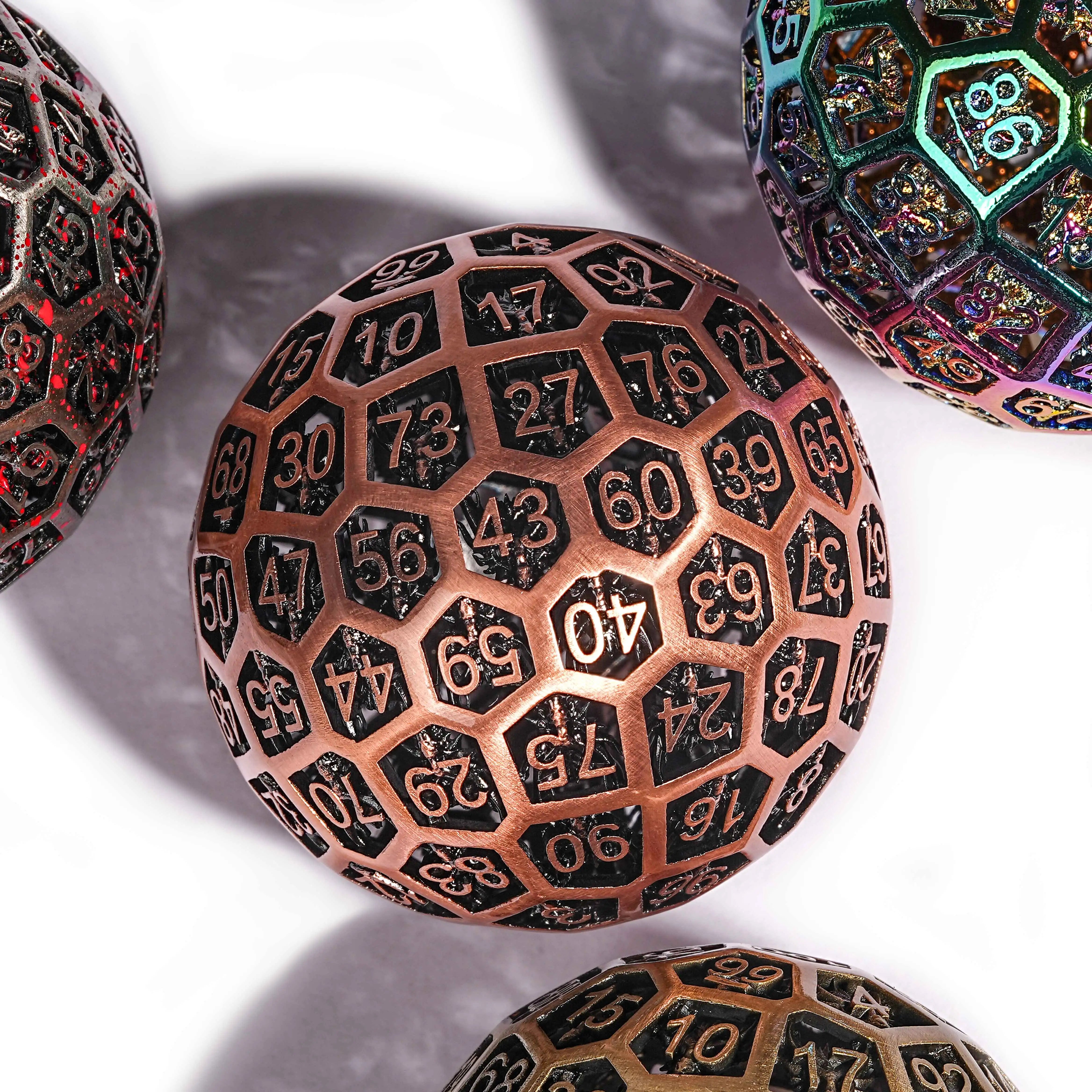 Hollow Metal Dragon D100 Dice 50mm Spherical Red Copper | Bear Dice