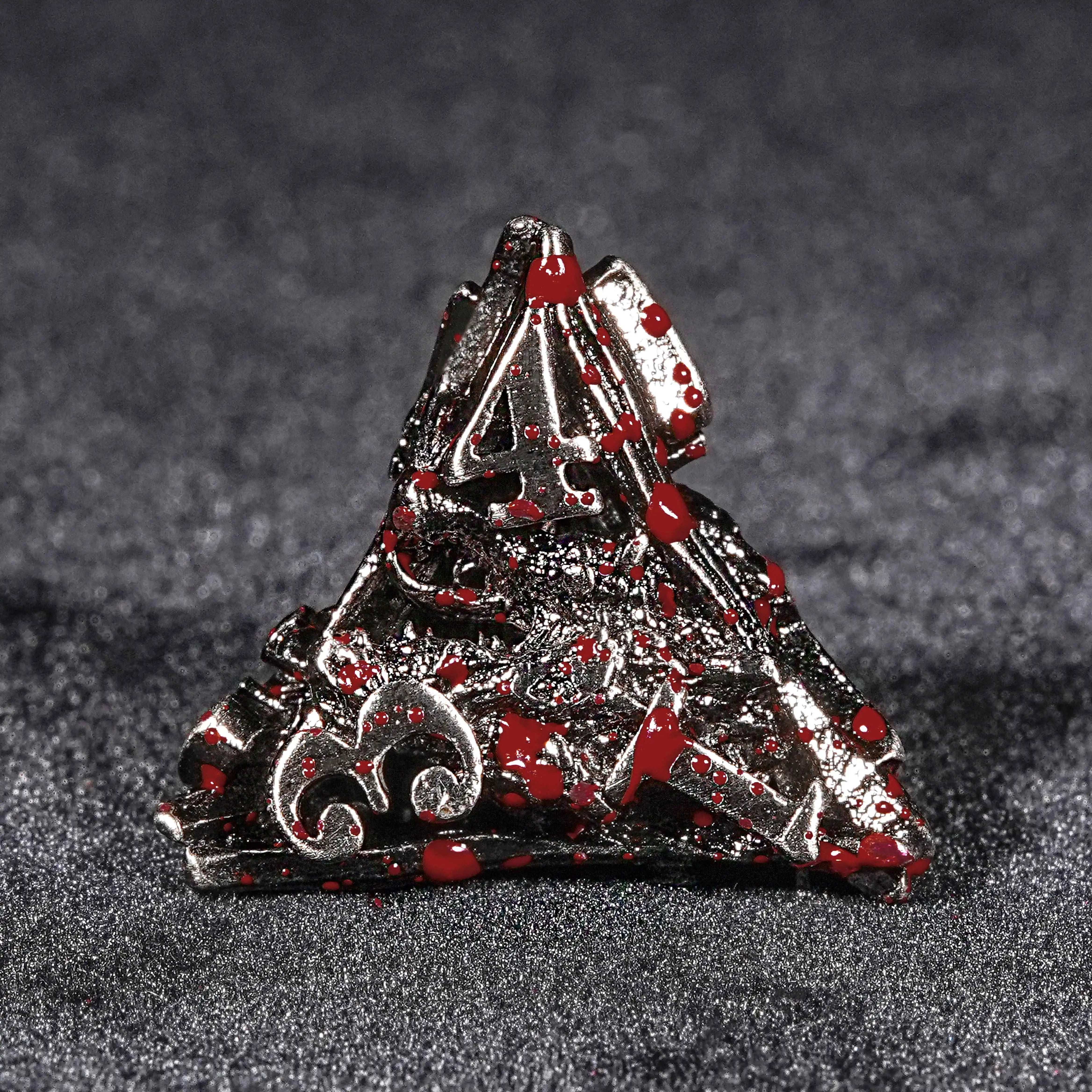 Dark Dragon - Bloodstained Skeleton Metal DND D4 Dice | Bear Dice