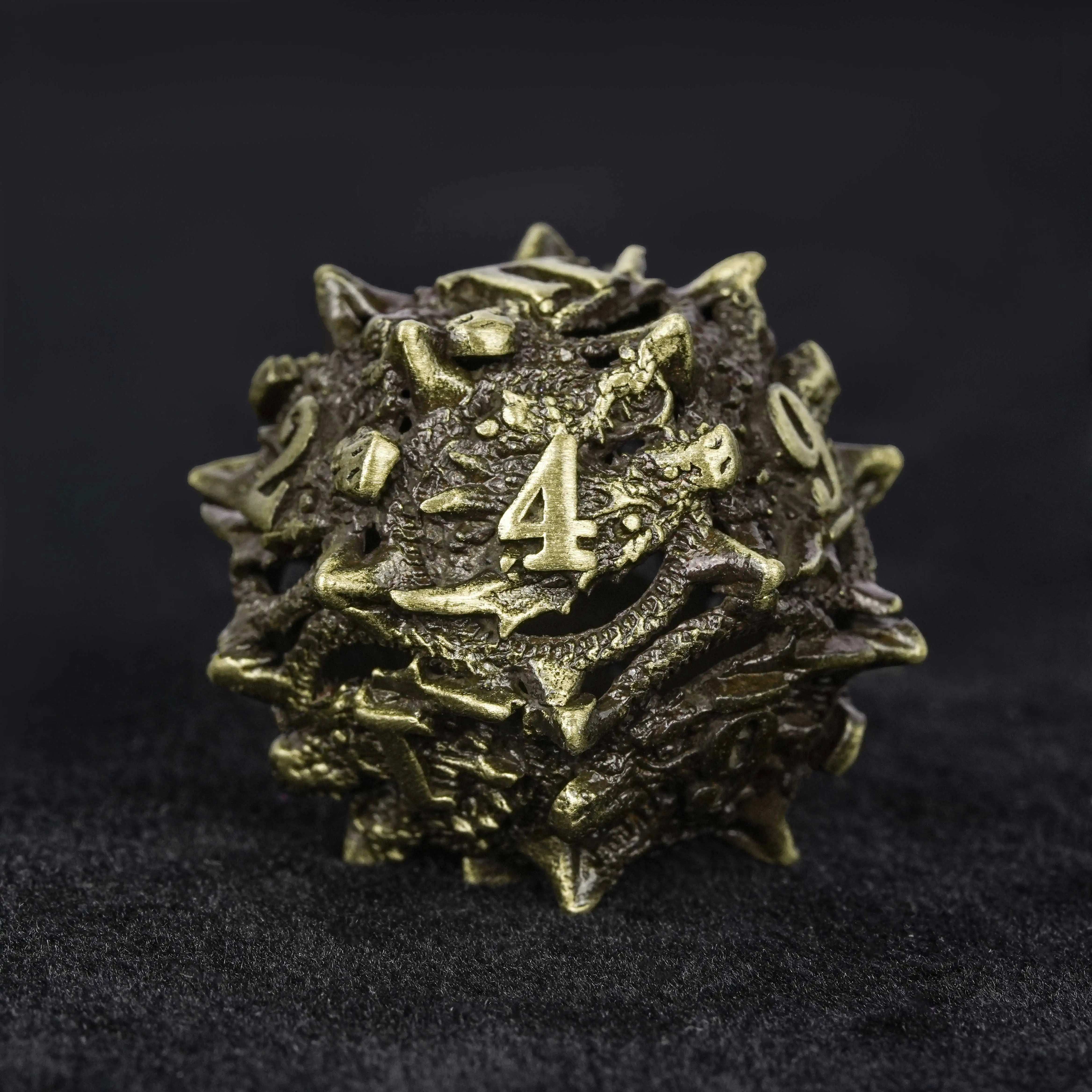 Dragon Head Bronze Hollow Metal dnd D12 Dice | Bear Dice