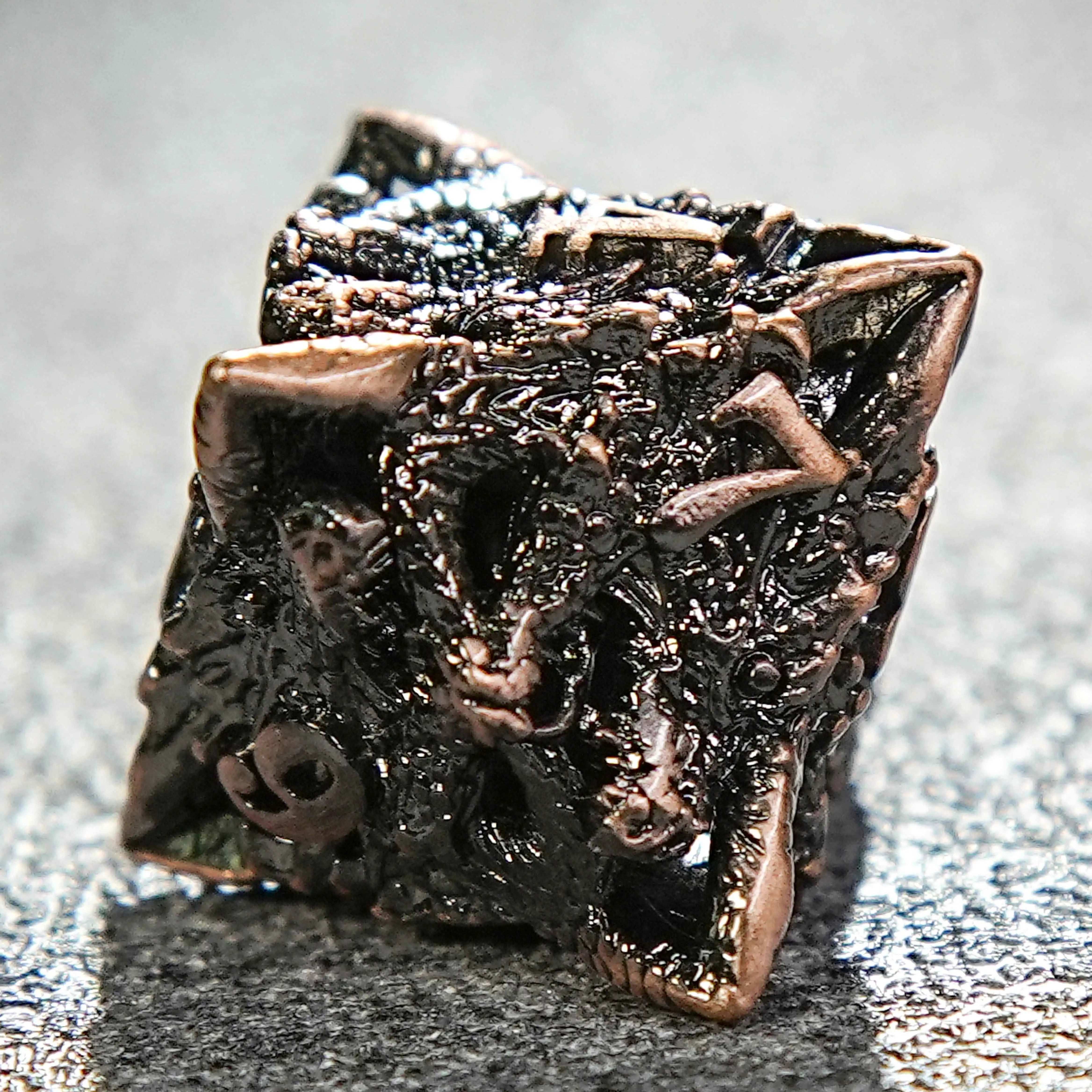 Dragon head skeletonized metal dnd D8 dice + reddish copper color | Bear Dice
