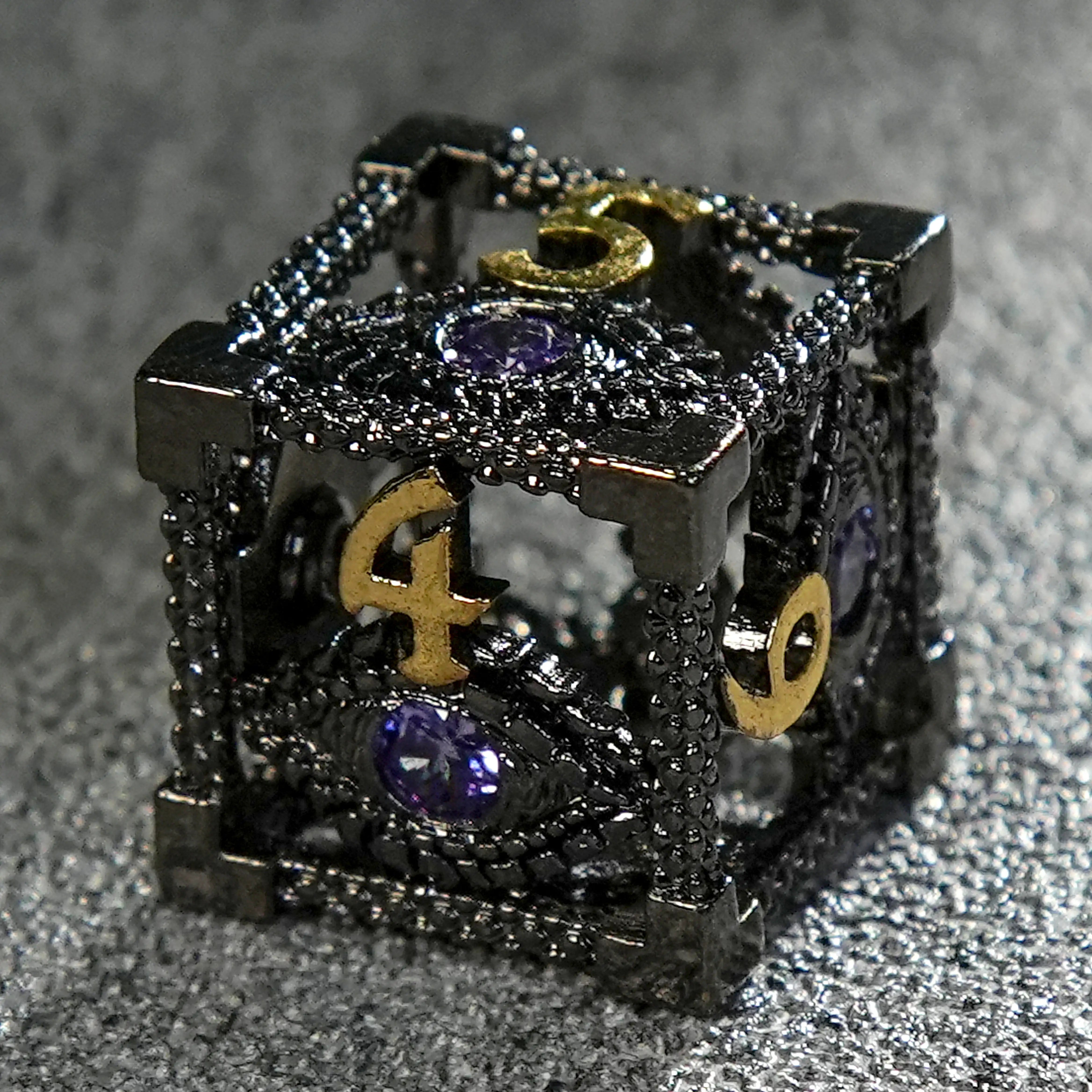 DND Amethyst Dragon's Eye Hollow Metal D6 Dice | Eyes of Cthulhu | Bear Dice