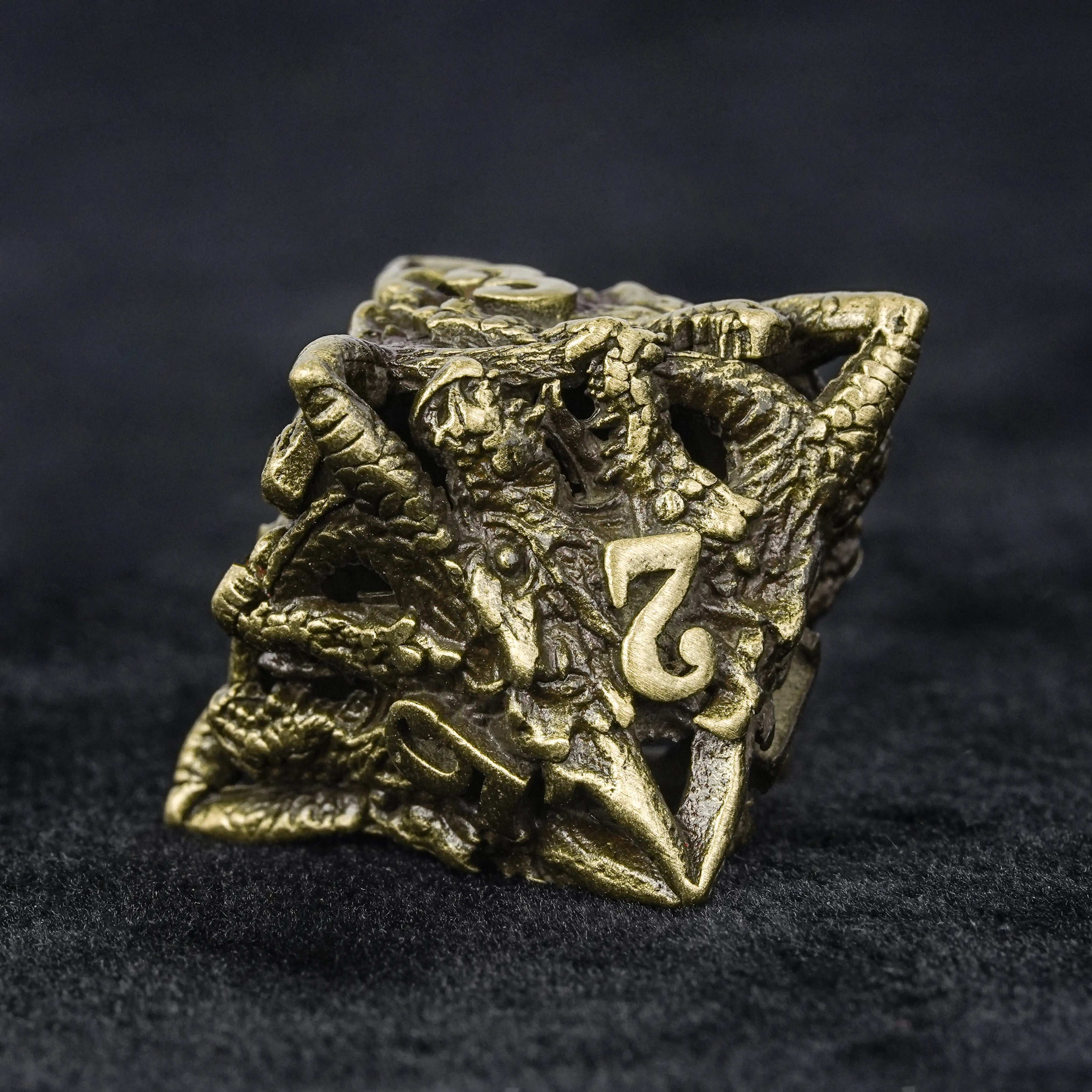Dragon Head Bronze Hollow Metal dnd d8 Dice | Bear Dice