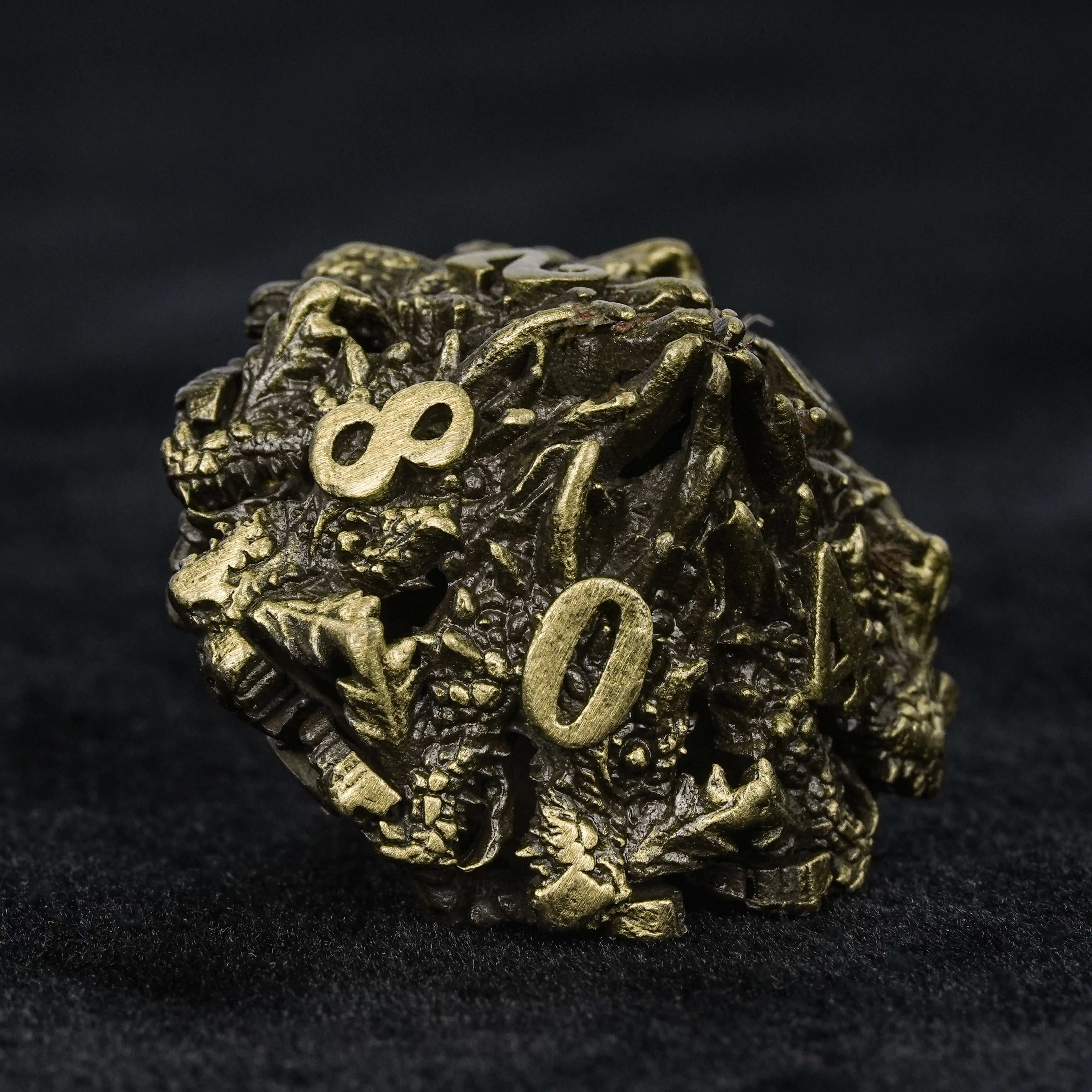 Dragon Head Bronze Hollow Metal dnd d10 Dice | Bear Dice