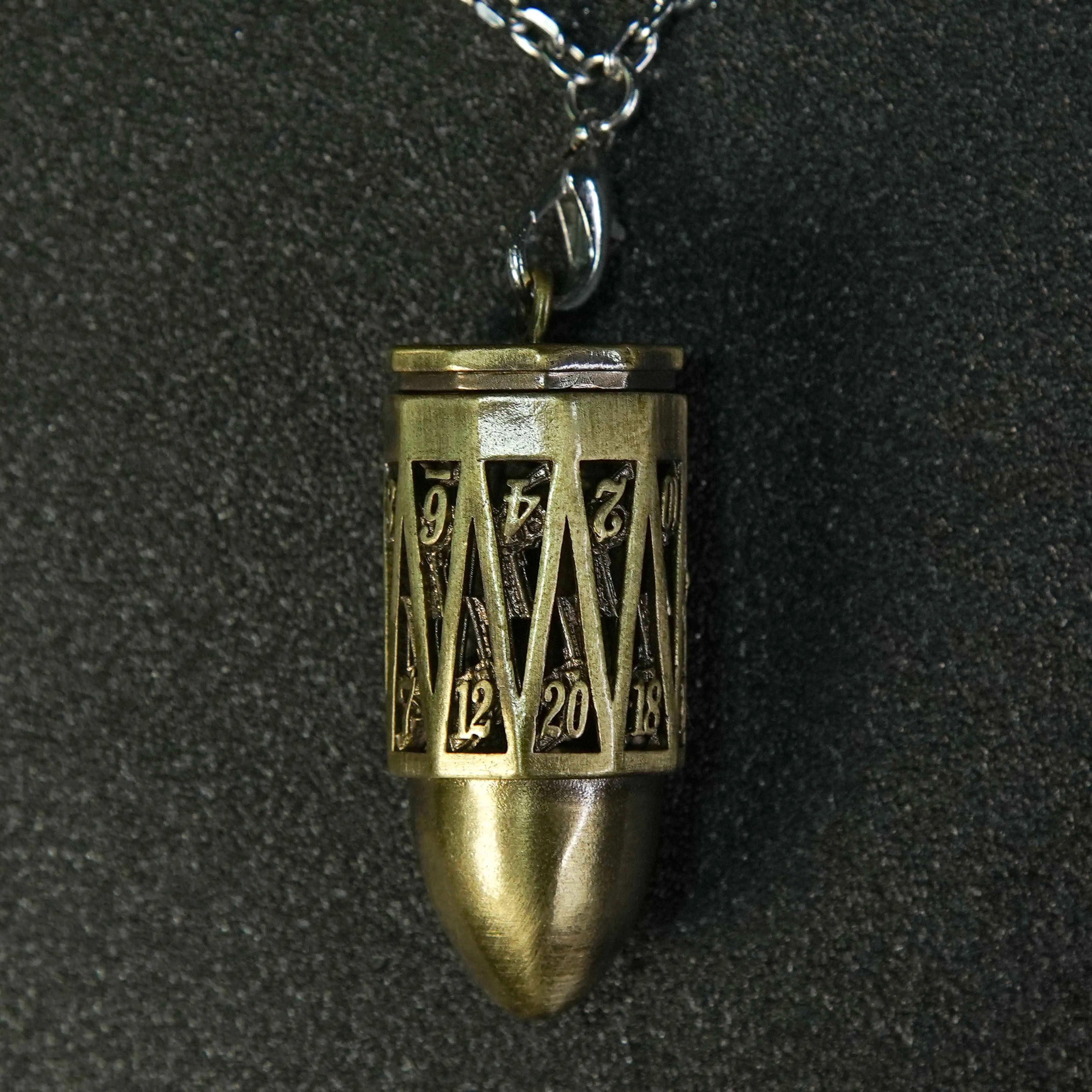 Roleplaying for the Soul: Antique Bronze Metal Bullet Dice Cage Pendant+metal mini dice set | Bear Dice