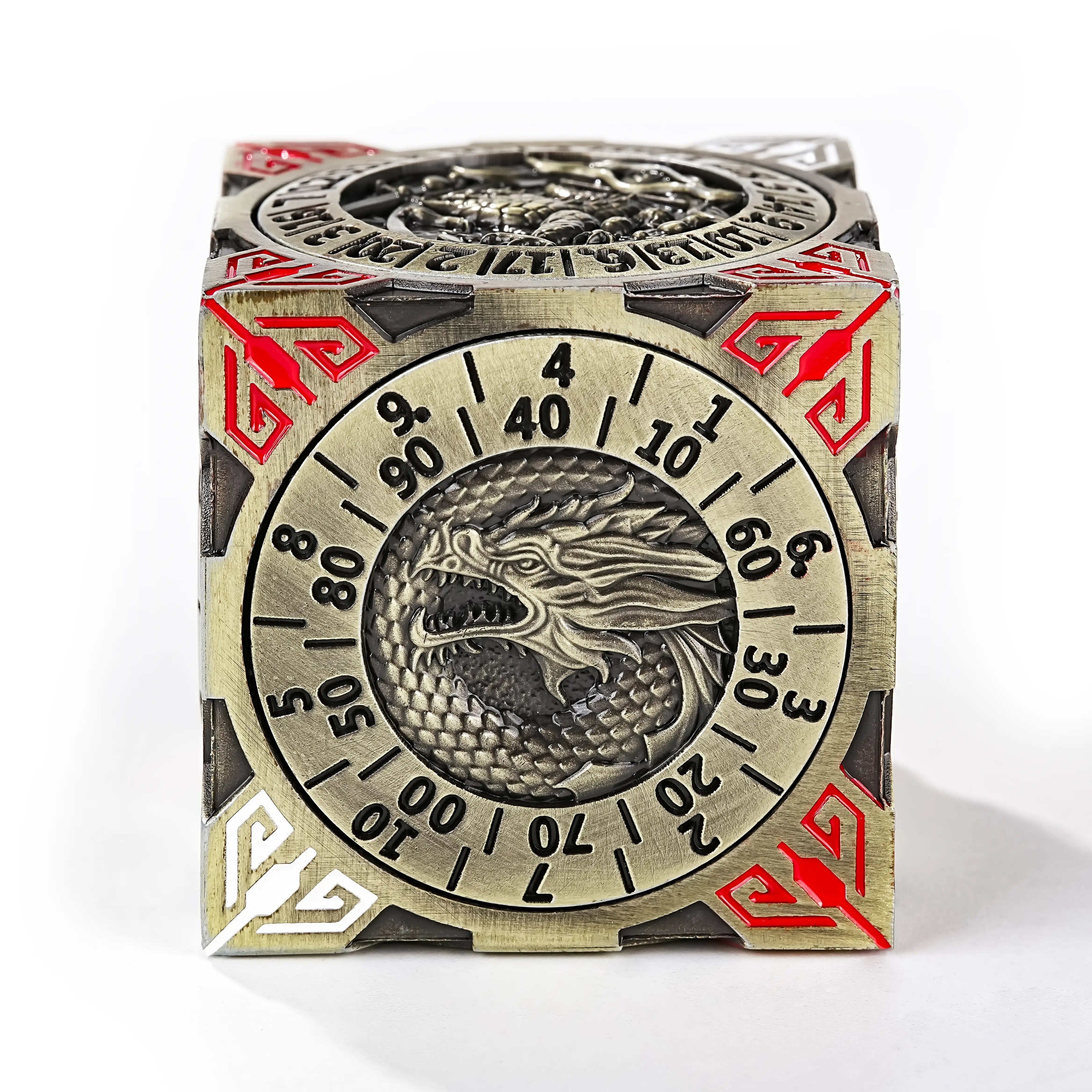 Cool Antique Bronze 7-in-1 Metal Solid Cube Six-Sided Round Spin Roulette Dice | Bear Dice