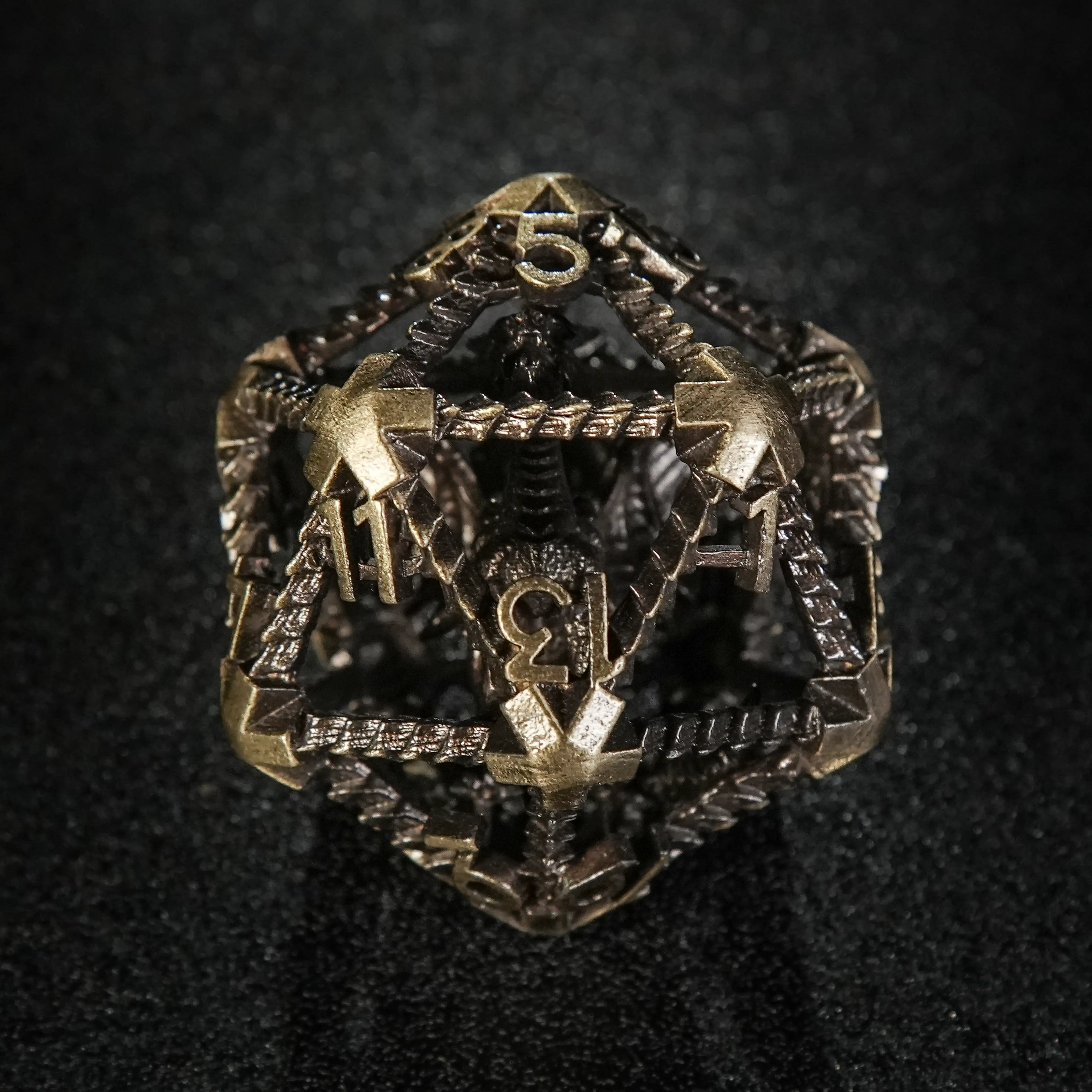 3D Metal Flying Dragon Hollow Bronze 20 Sided Dice 40mm | Bear Dice