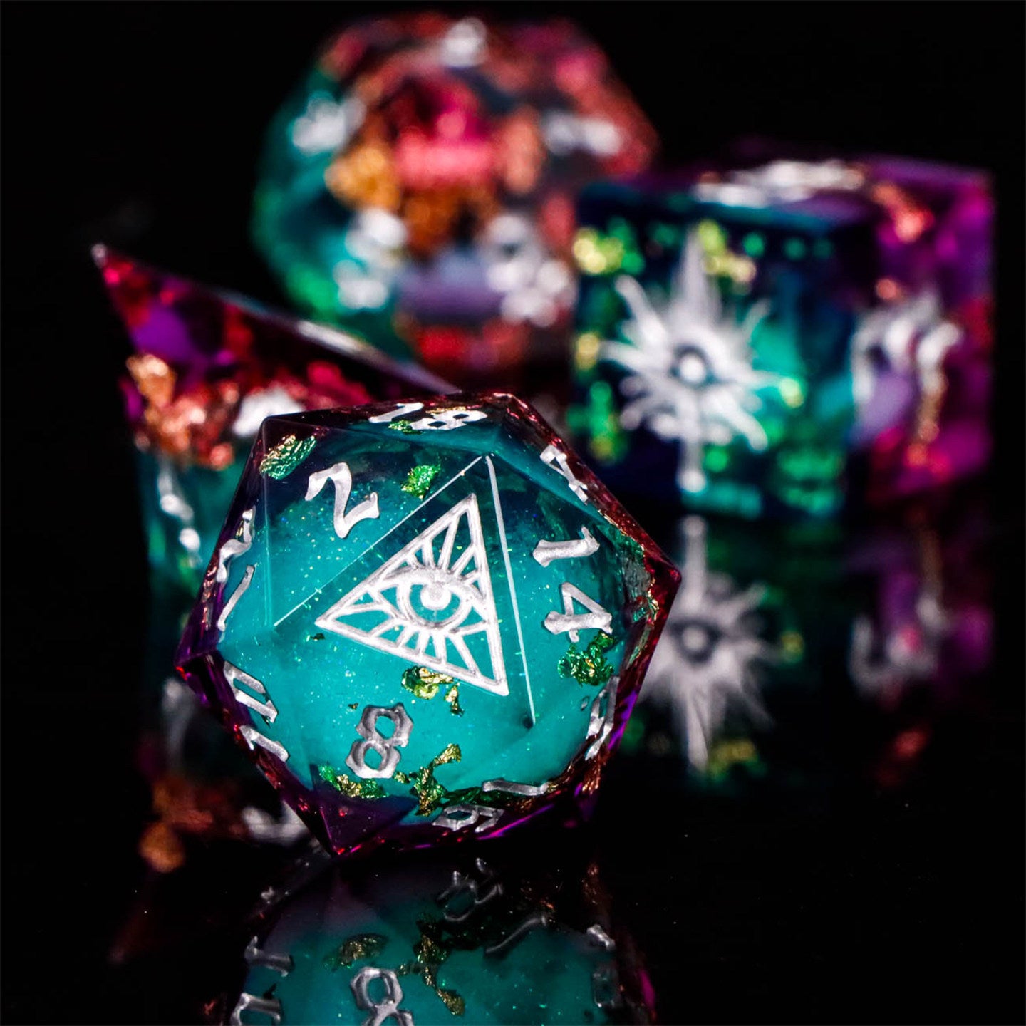 All-Seeing Eye Liquid-Core Resin Dice Set