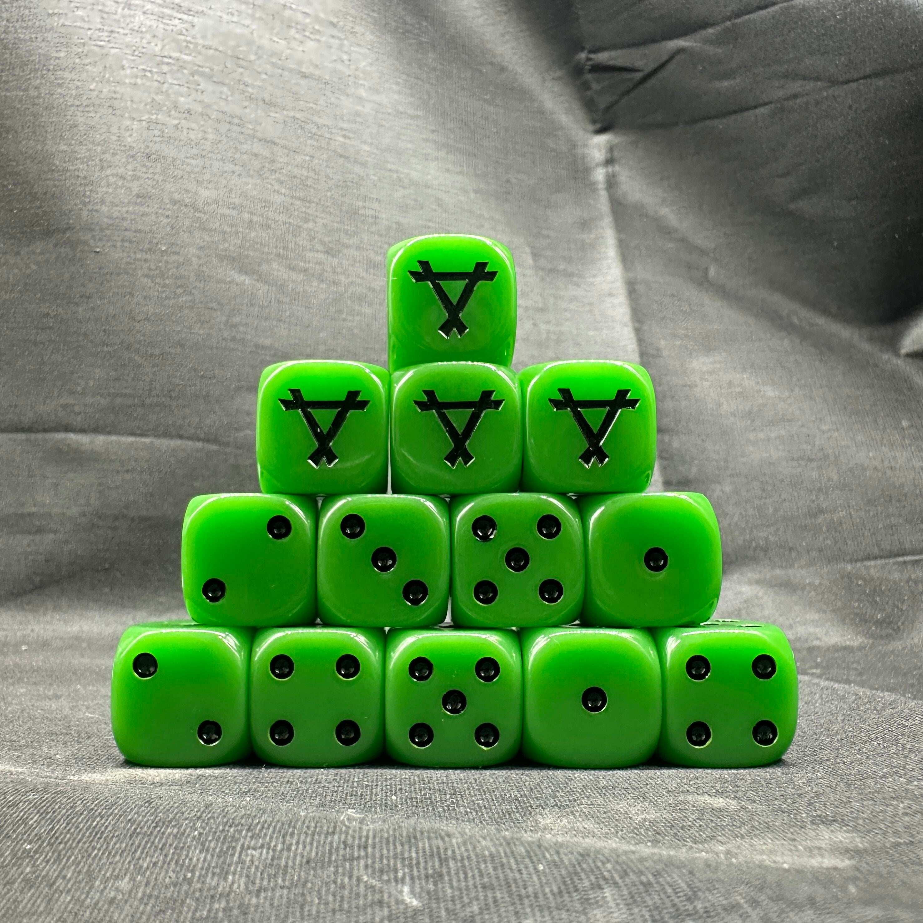 Warhammer 40K Skaven Green Acrylic D6 Dice Set