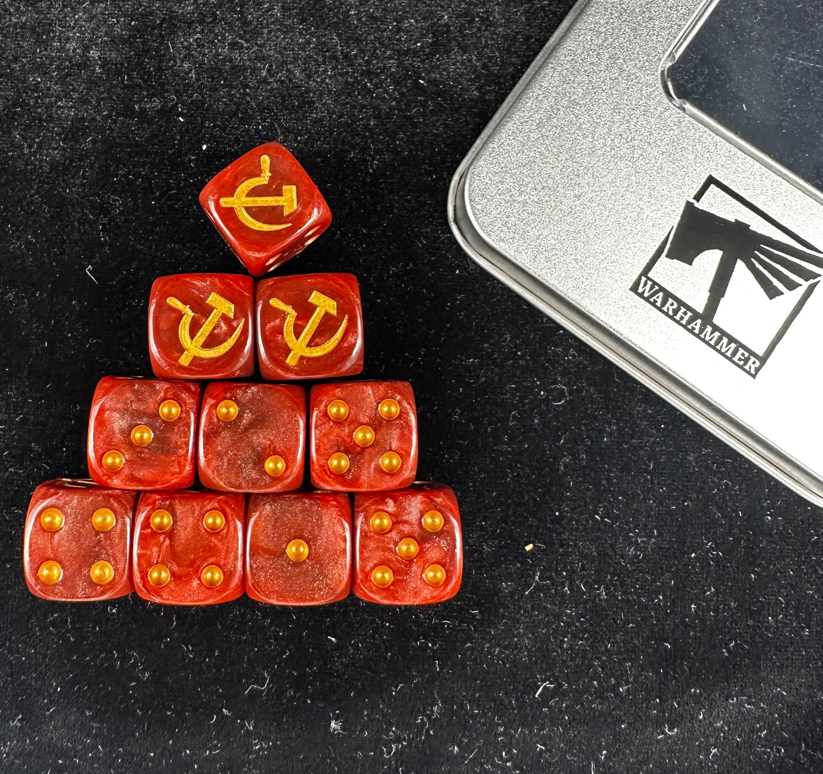 Warhammer 40K Communist Hammer & Sickle Acrylic D6 Dice
