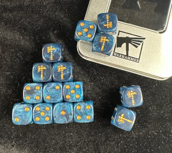 Warhammer 40K Space Wolves Blue Pearl Acrylic D6 Dice Set