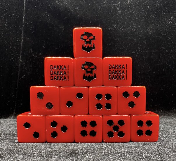 Warhammer 40K Orks Dakka Orange Acrylic D6 Dice Set