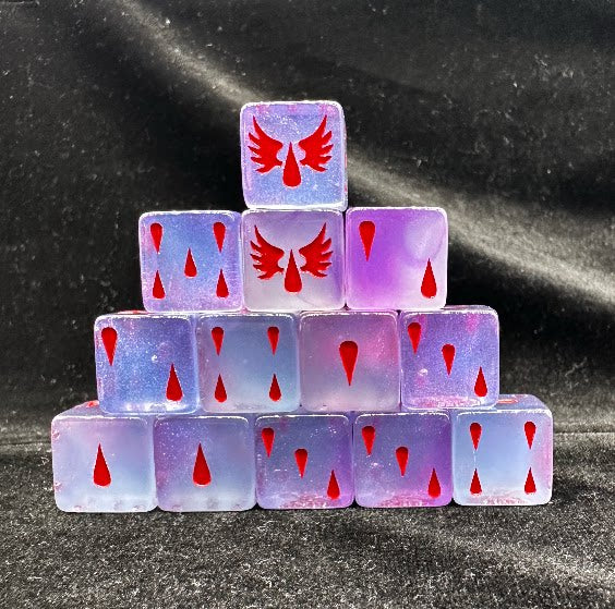 Warhammer 40K Blood Angels Purple Pearlescent Acrylic D6 Dice Set