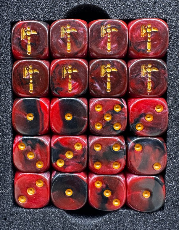 Fyreslayers Dice Set – Red Black Pearlescent Acrylic D6 for Warhammer