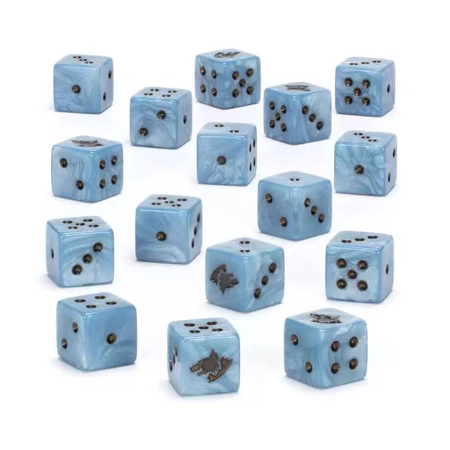 Warhammer 40K Space Wolves Ice Blue Pearl Acrylic D6 Dice Set