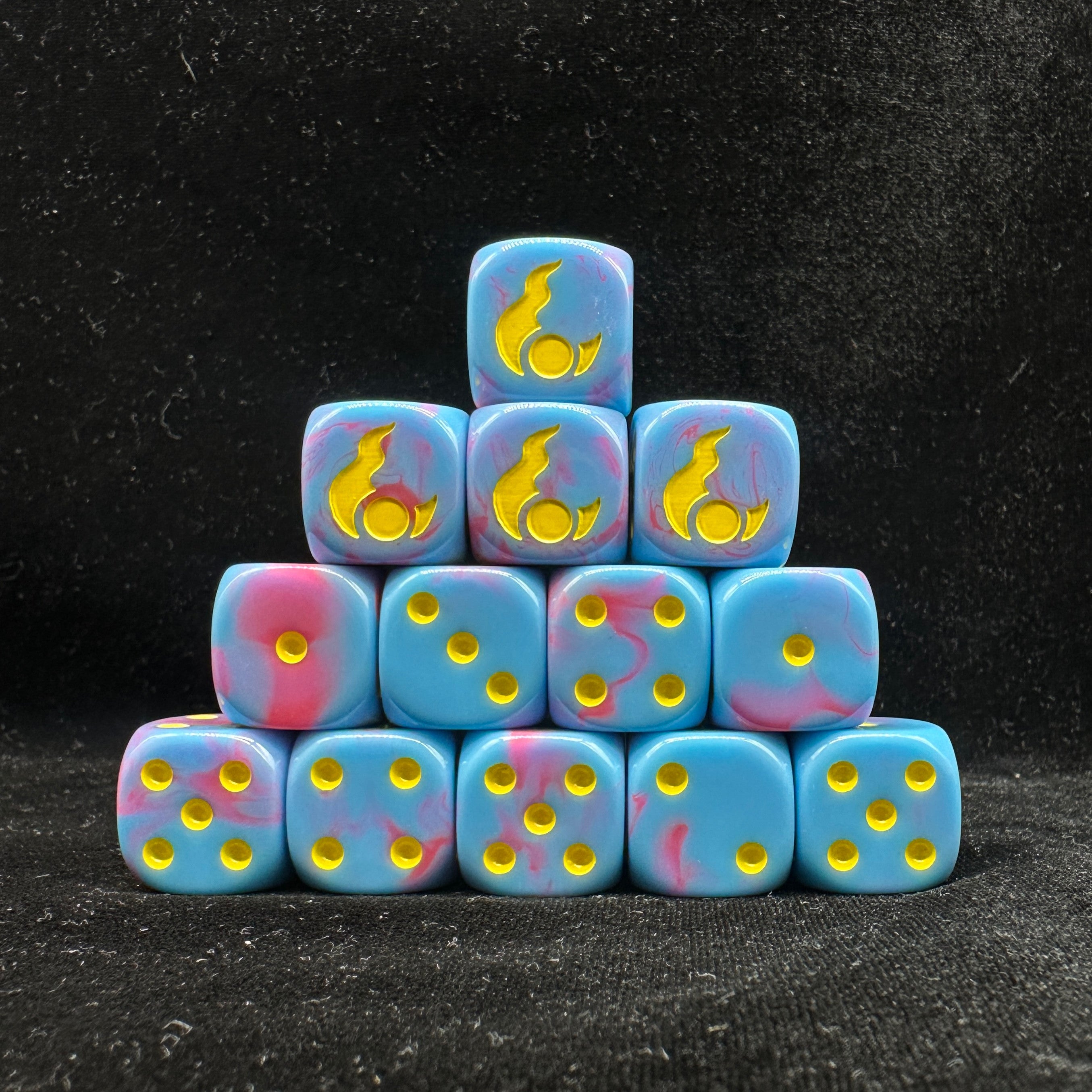 Warhammer 40K Idoneth Deepkin Blue Pink Purple Pearlescent Acrylic D6 Dice