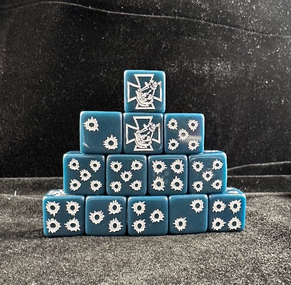 Warhammer 40k Astra Militarum Blue Acrylic D6 Dice | Imperial Guard Tabletop Dice Set