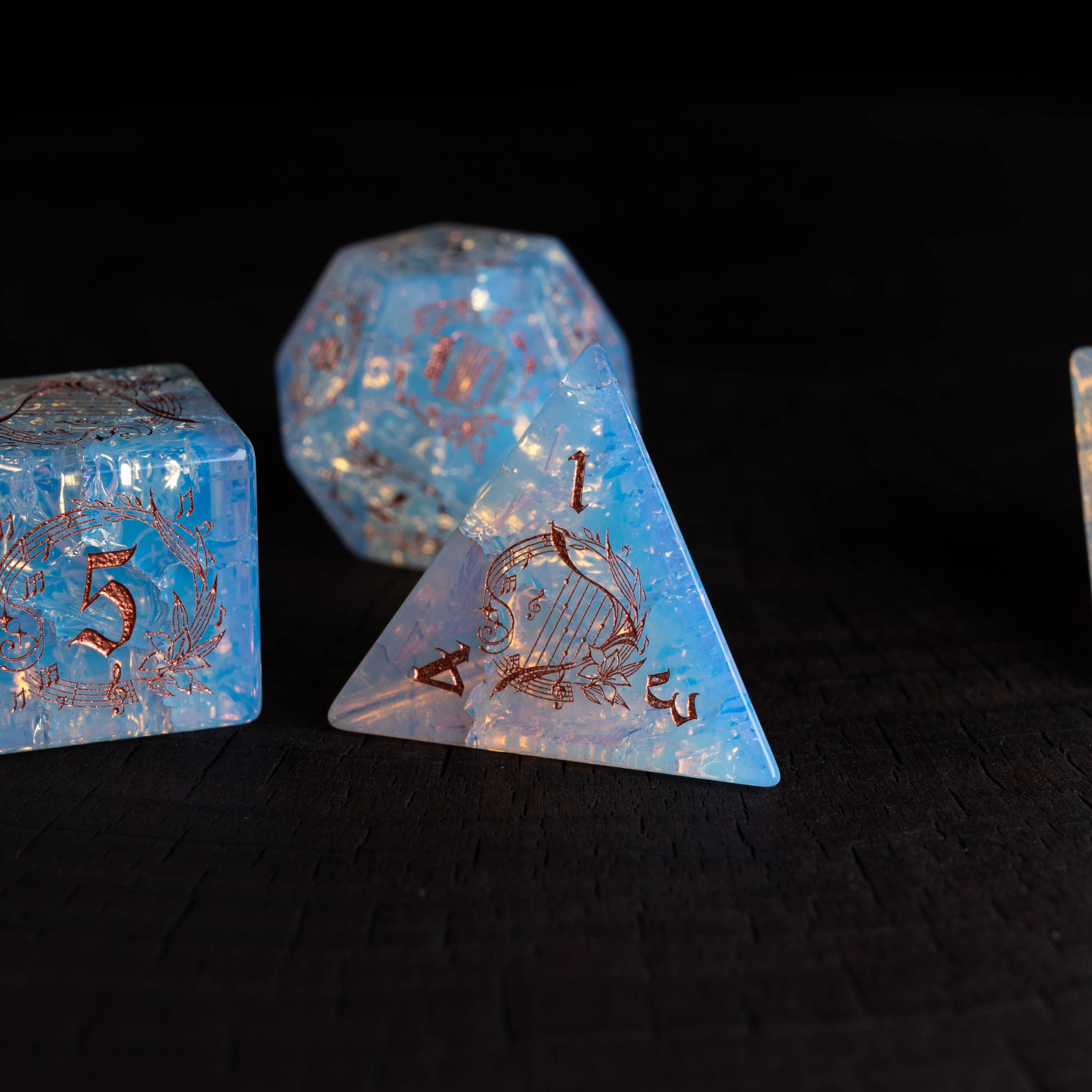 Bard's Harp Opal DND Dice Set
