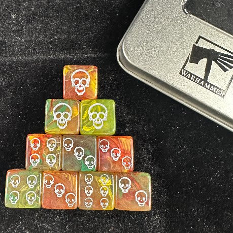 Warhammer 40K Chaos Orks Mixed Orange Yellow Green Resin D6 Dice Set