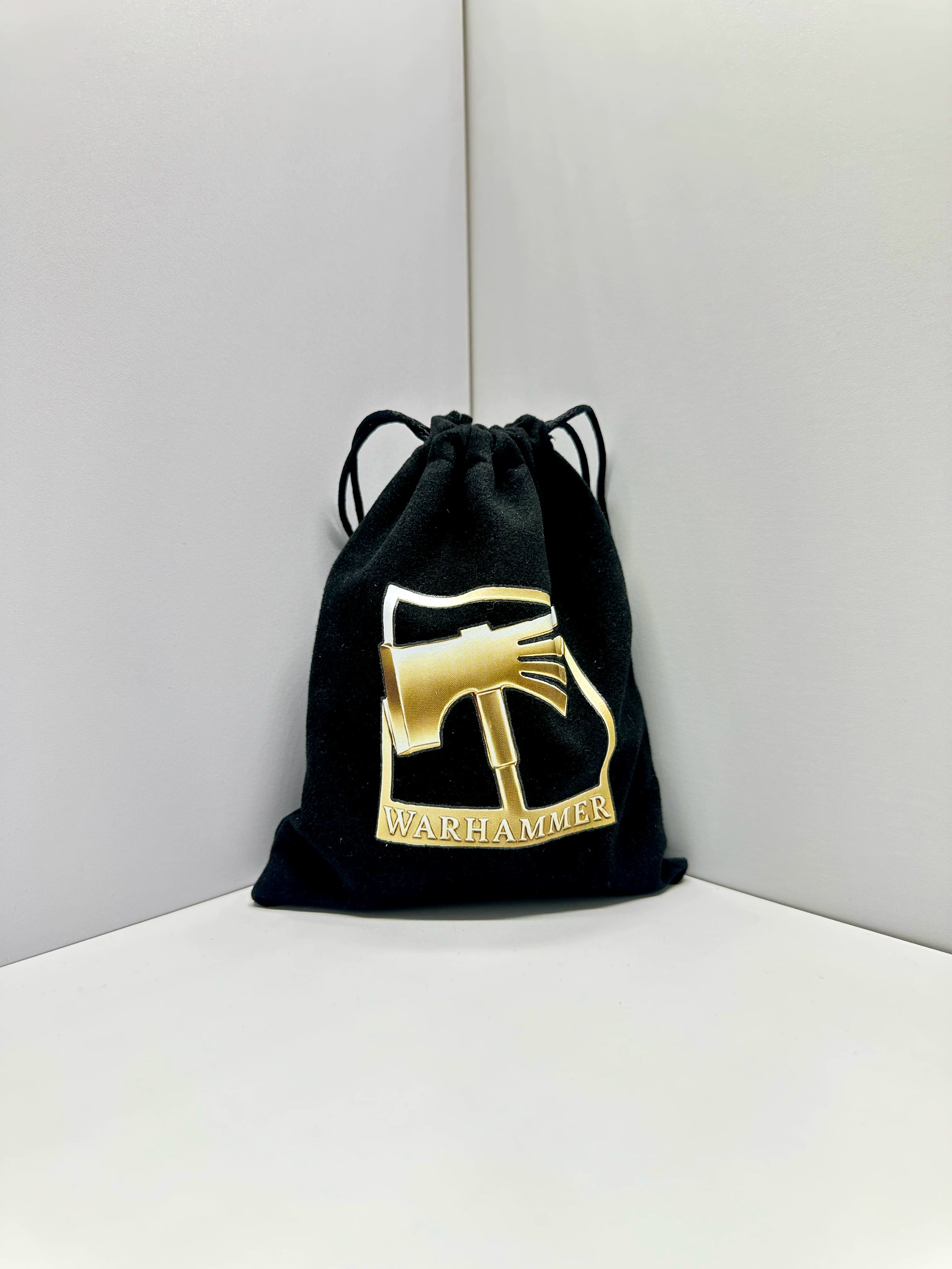 Warhammer merchandise logo, Warhammer drawstring velvet bag, accessory bag, drawstring bag, Warhammer dice storage bag