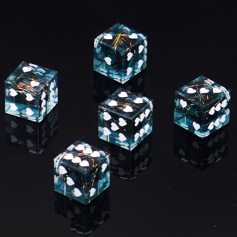 D6 Heart Pip Quicksand Dice – Premium Resin Glitter Dice for DND & TTRPG 18mm | Bear Dice