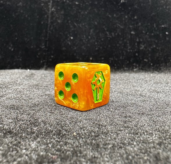 Warhammer 40K Necron Yellow Swirl Pearlescent Acrylic D6 Dice