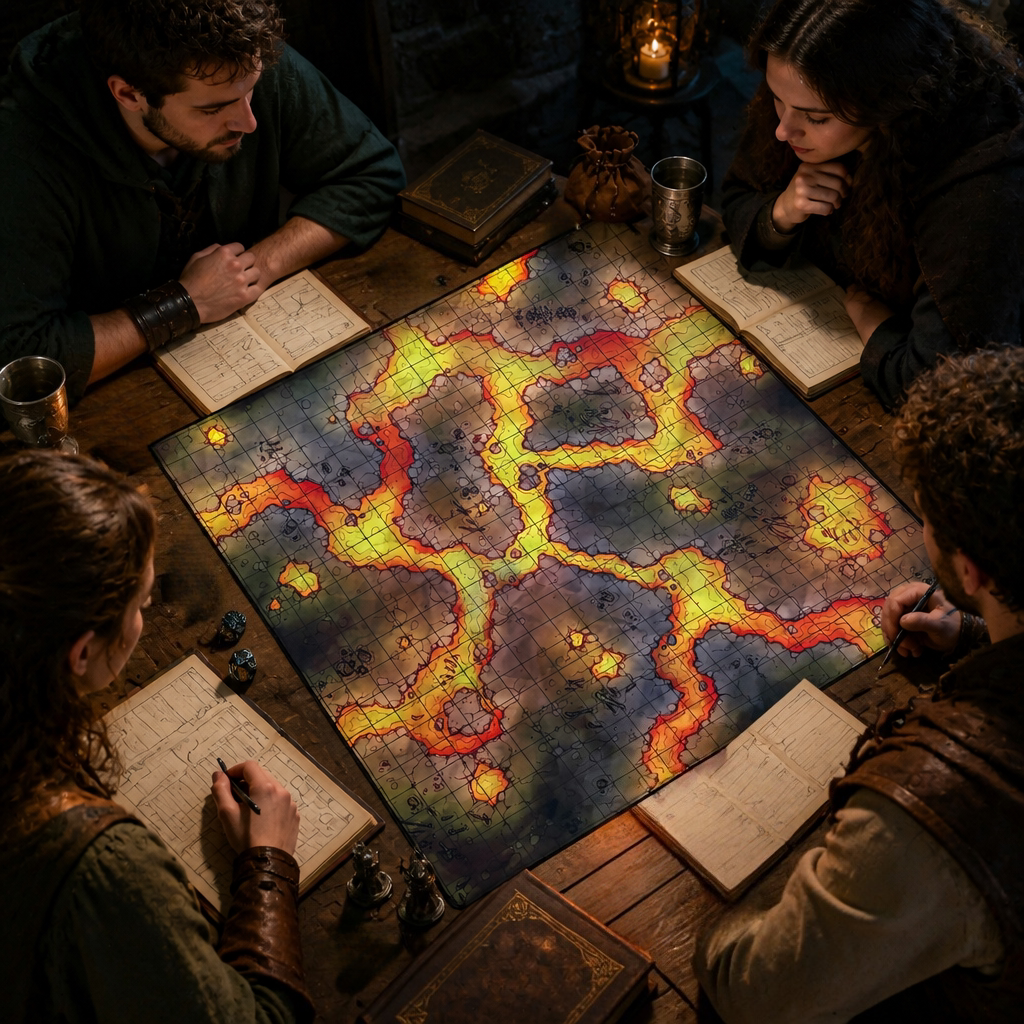 24 x 24 in D&D Battle Mat – 1-Inch Grid TRPG Terrain Map