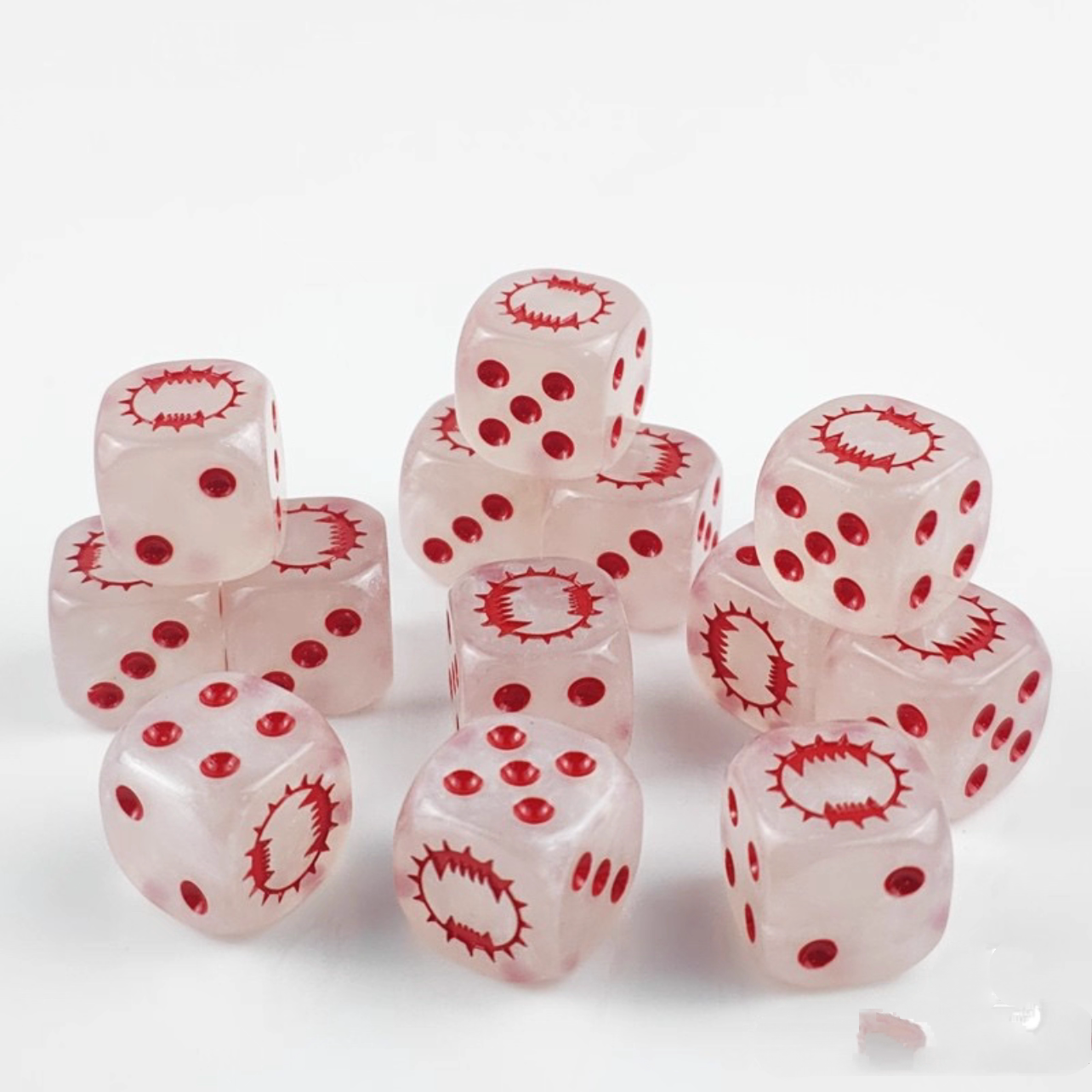 Warhammer 40K World Eaters D6 Dice – Translucent Acrylic with Red Pips