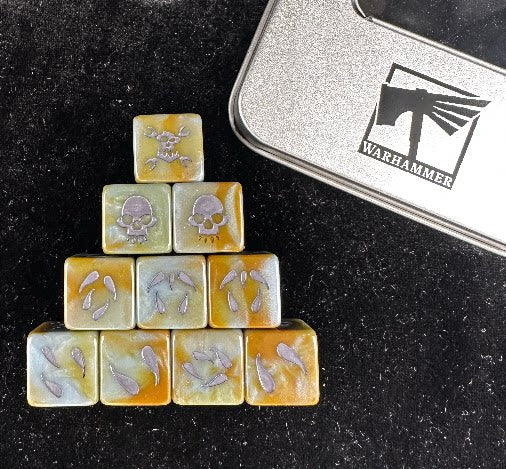 Warhammer 40K Orks Yellow-Green Pearlescent Acrylic D6 Dice Set