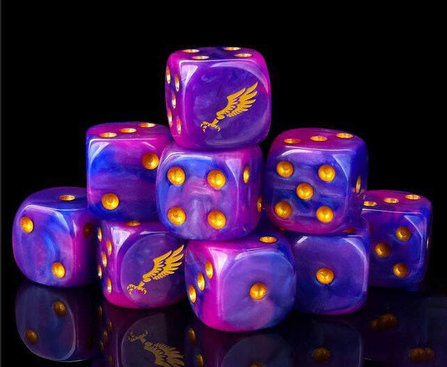 Warhammer 40K Imperial Aquila Blue-Purple Galaxy Swirl Acrylic D6 Dice