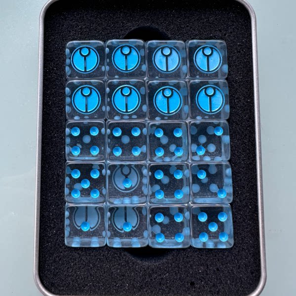 Two-piece style Titanium Empire dice, Titanium Empire Vision Enclave Warhammer 40k, Arks of Omen series