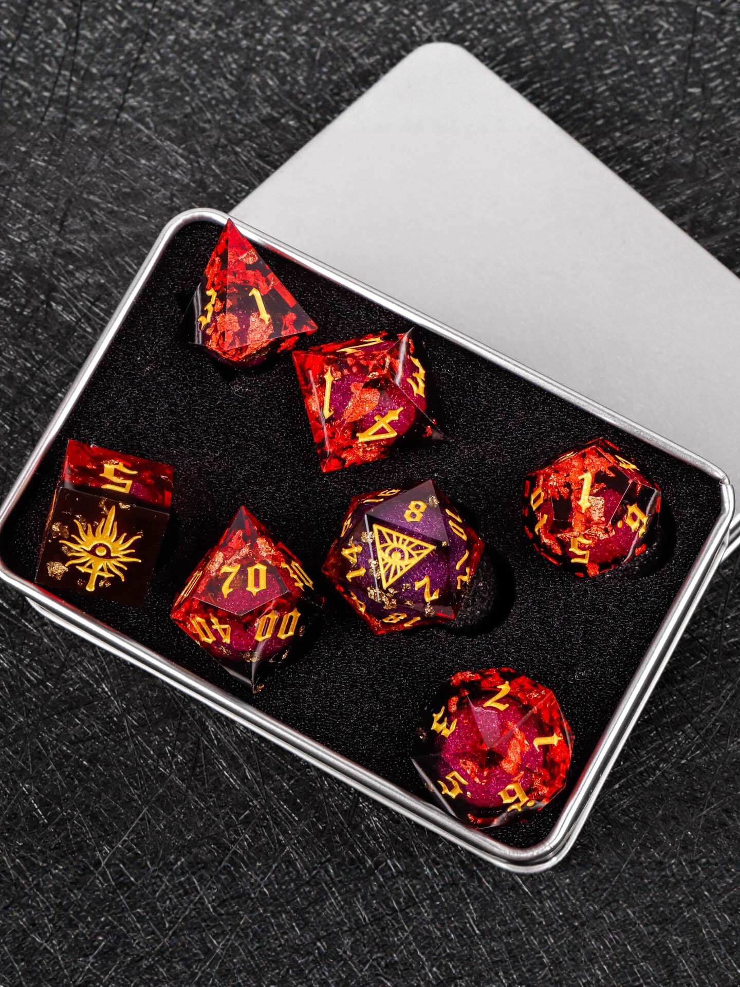 All-Seeing Eye Liquid-Core Resin Dice Set