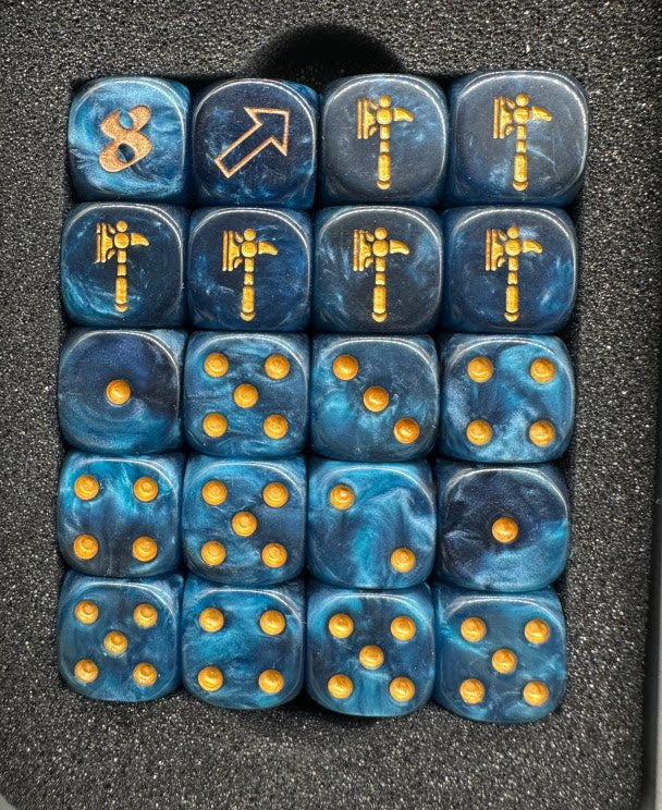 Warhammer 40K Space Wolves Blue Pearl Acrylic D6 Dice Set