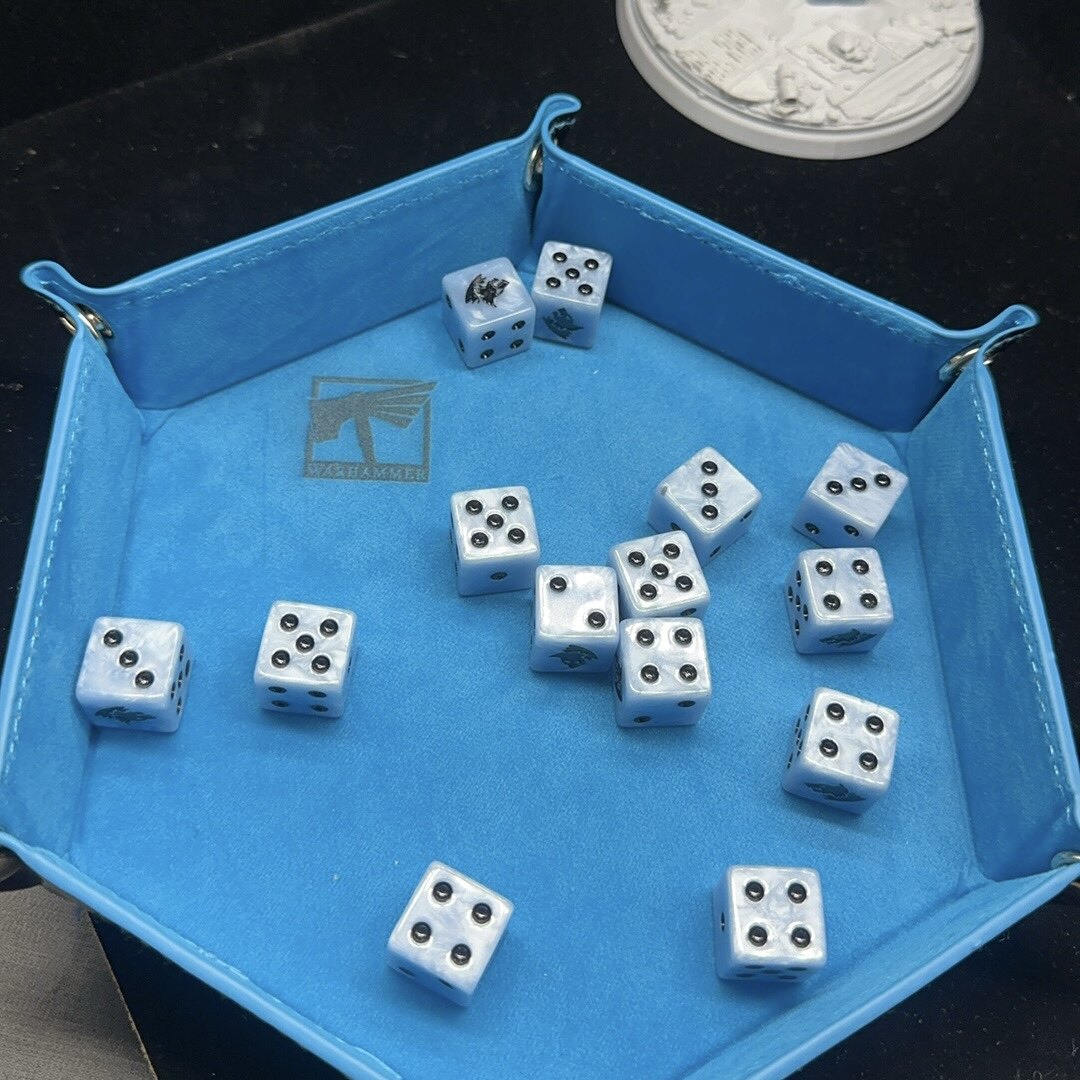 Warhammer 40K Space Wolves Ice Blue Pearl Acrylic D6 Dice Set